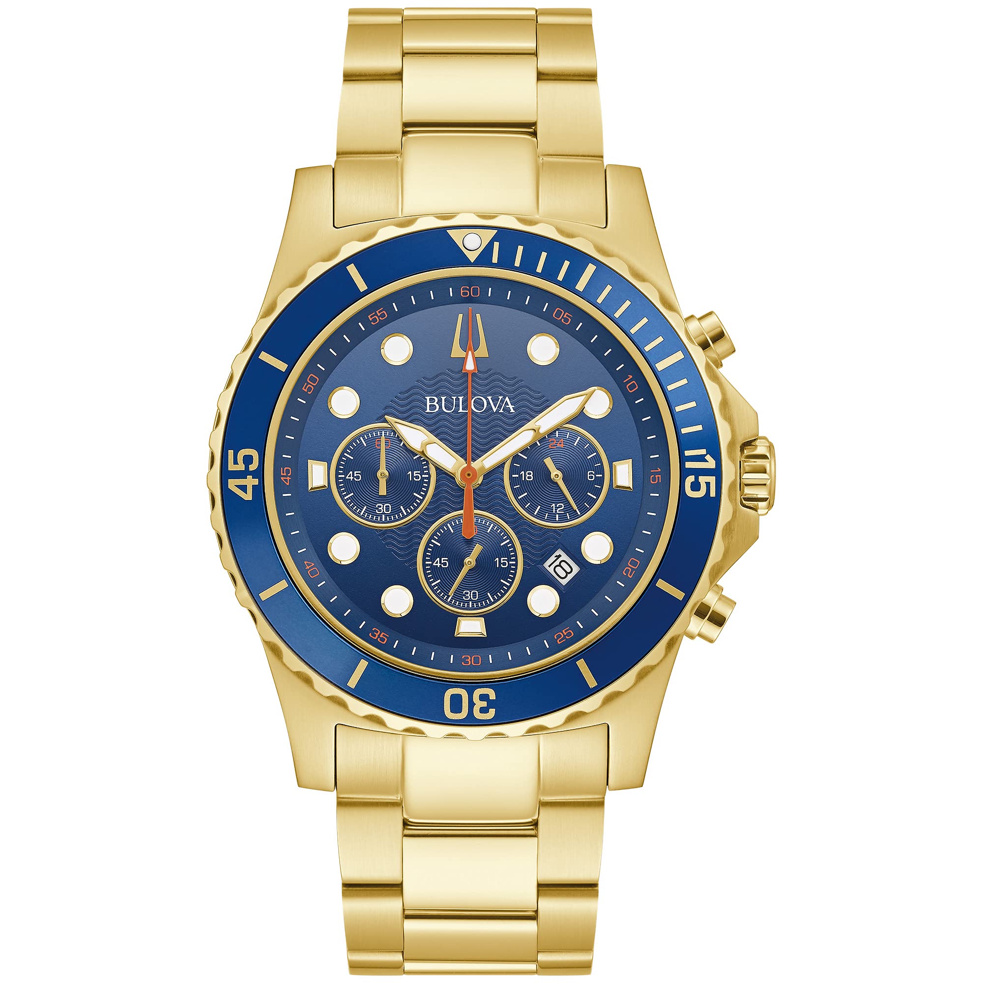 Bulova Men's Classic Sport Chronograph Quartz Watch - 6-Hand, Date Calendar, Luminous Hands & Markers, 100M Water Resistant, 44mm Stainless Steel Case - Perfect for Business, Casual & Outdoor Activities