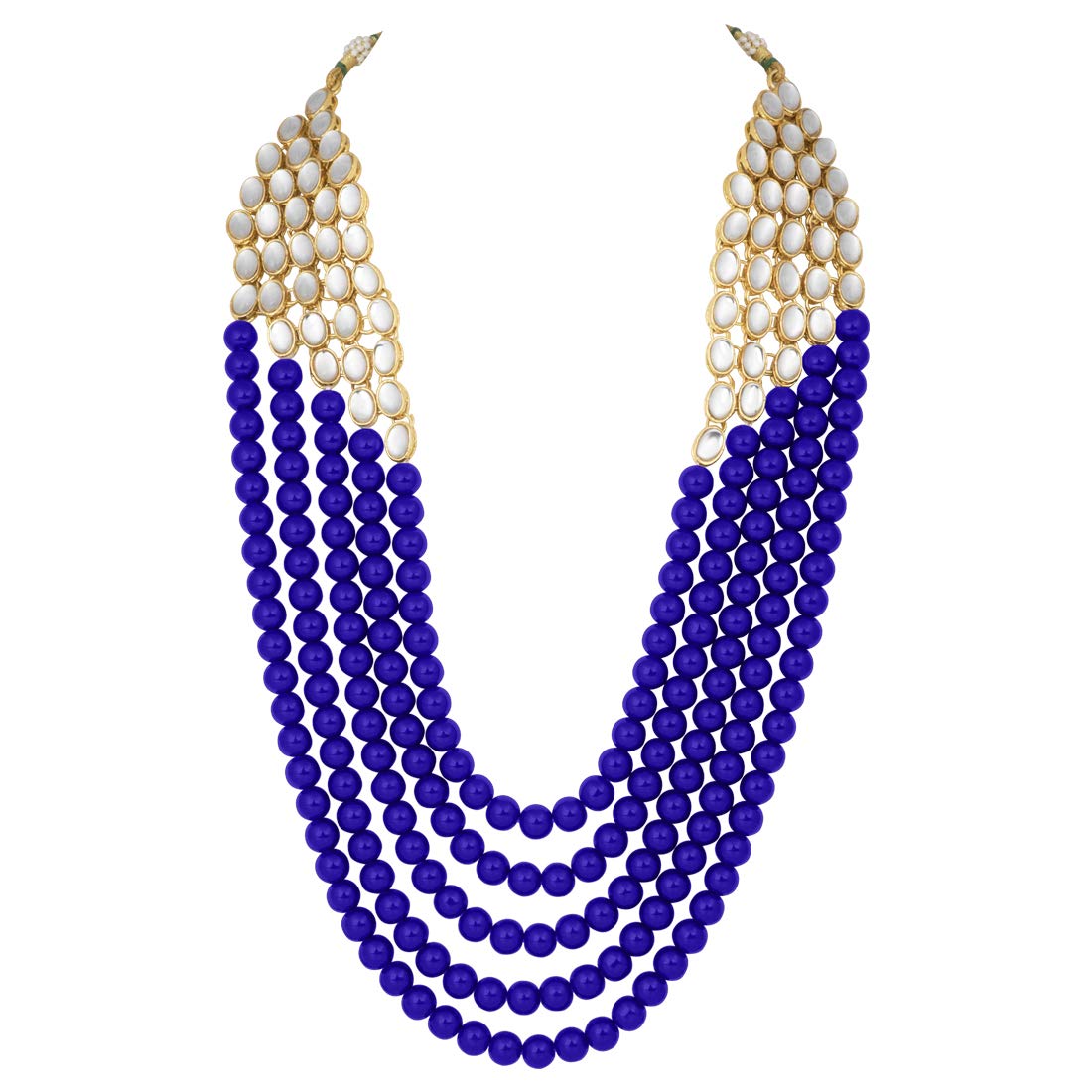 Elegant Indian Ethnic Traditional Layered Beaded Long Kundan Necklace & Earring Set for Women - Bollywood Wedding Party Jewelry Gift - Perfect for Festivals, Bridal Accessories and Special Occasions
