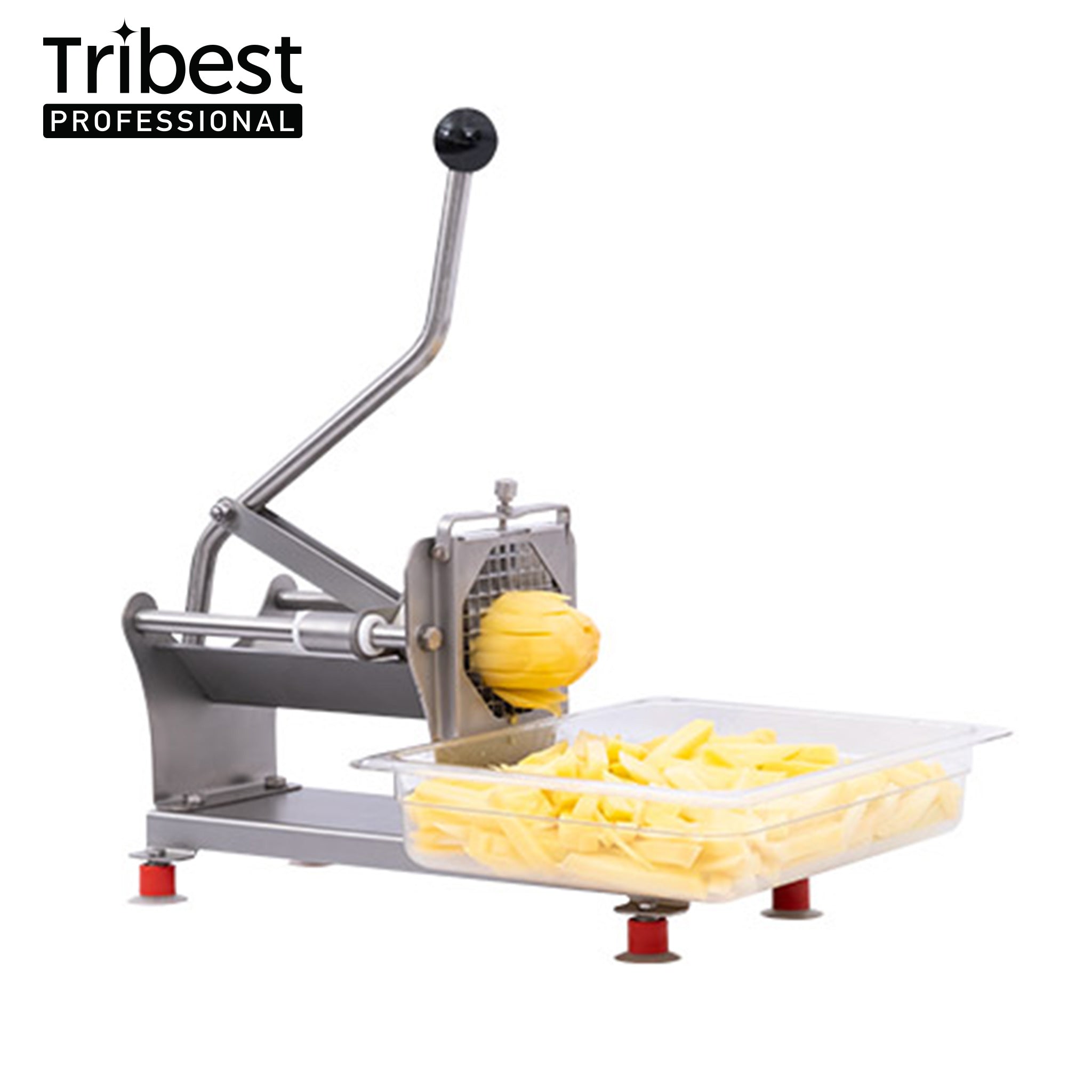 Cancan® Manual Potato Cutter - Stainless Steel French Fry Maker with Non-Slip Base for Perfect Homemade Fries, Wedges & Chips - Ideal for Kitchen, Restaurants & Fast Food Shops