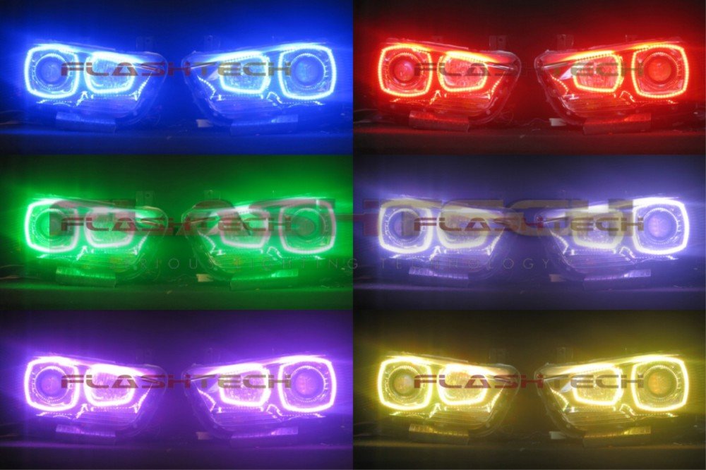Flashtech V.3 RGB Color Changing LED Halo Ring Headlight Kit - Compatible with Dodge Charger 2011-2014 | Multi-Color Customization for Enhanced Night Driving & Car Shows