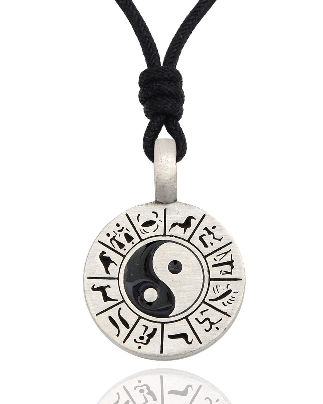 Yin Yang Horoscope Necklace - Silver Pewter Charm Pendant for Spiritual Jewelry Lovers