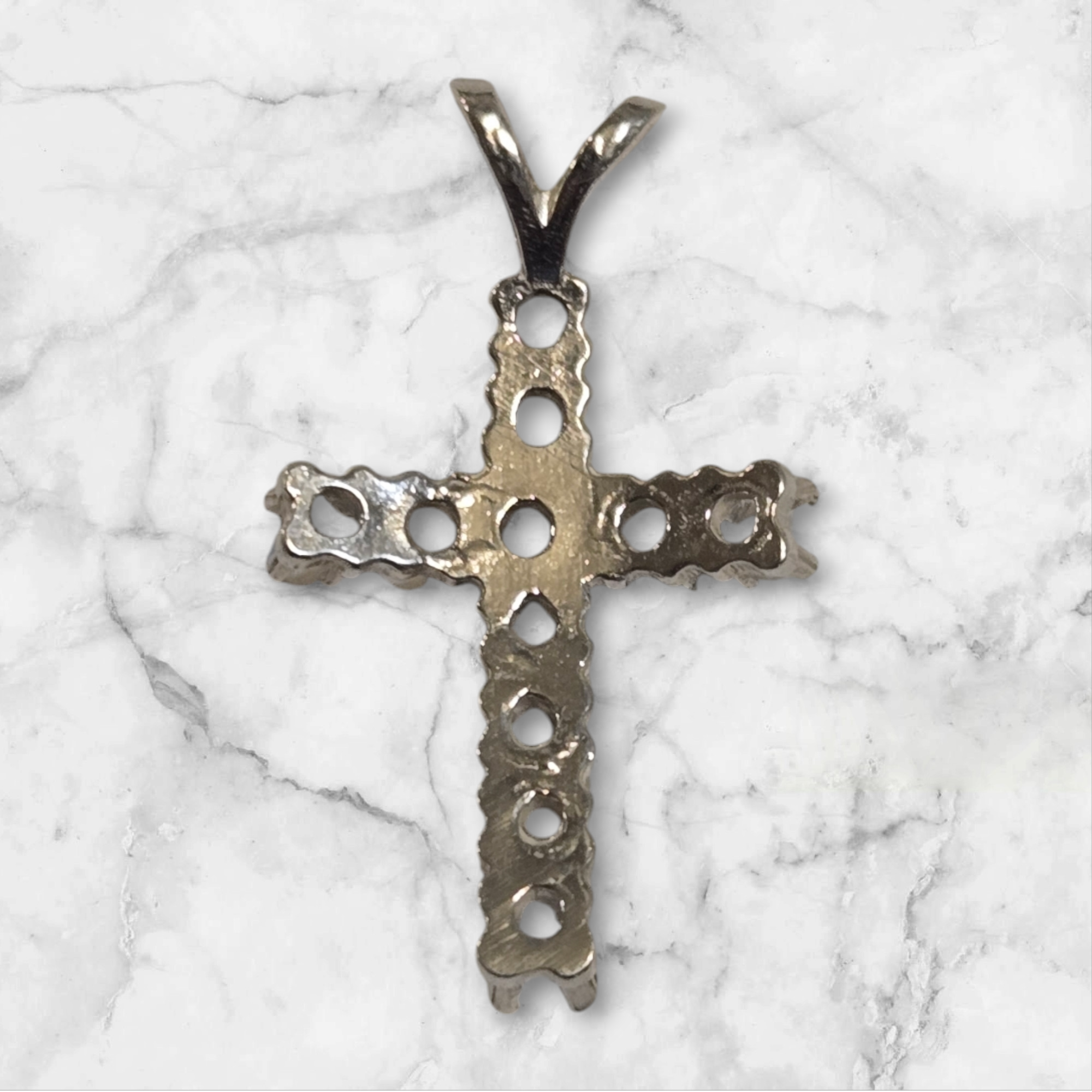 Solid Sterling Silver or 14kt Gold 11 Stone Round Cross Pendant Setting - Handmade in USA | Perfect for Religious Jewelry, Gifts & Everyday Wear