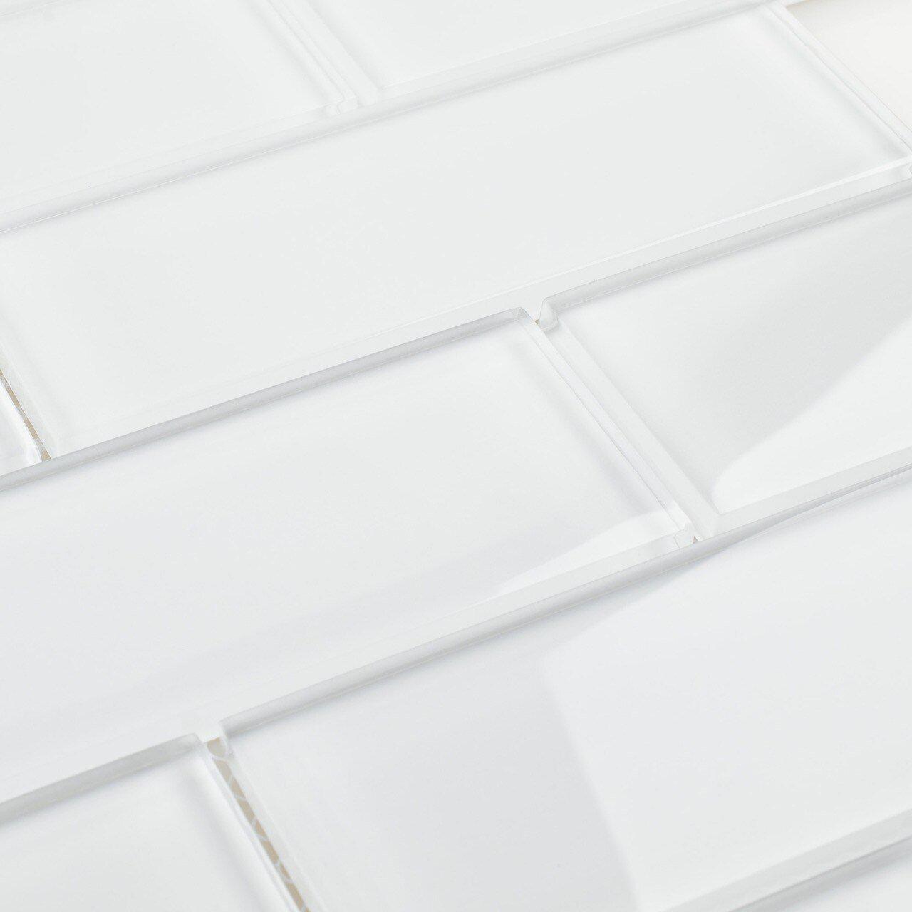 Premium Extra White Glass Subway Tile 2x6 - Perfect for Kitchen Backsplash, Bathroom Walls & Modern Home Decor