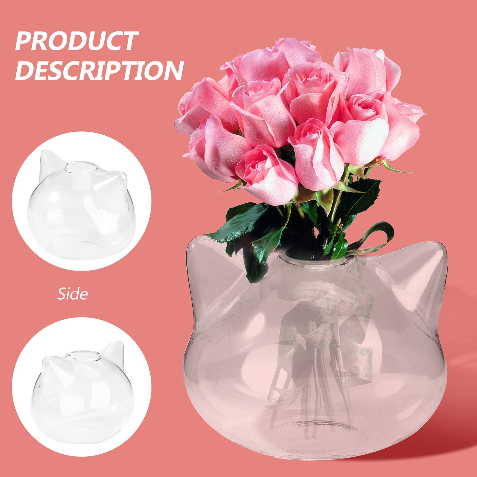 ARTIBETTER 1pc Glass Cat Vase for Indoor Plants - Perfect for Succulents, Small Flowers & Home Decor in Living Room, Office or Bedroom