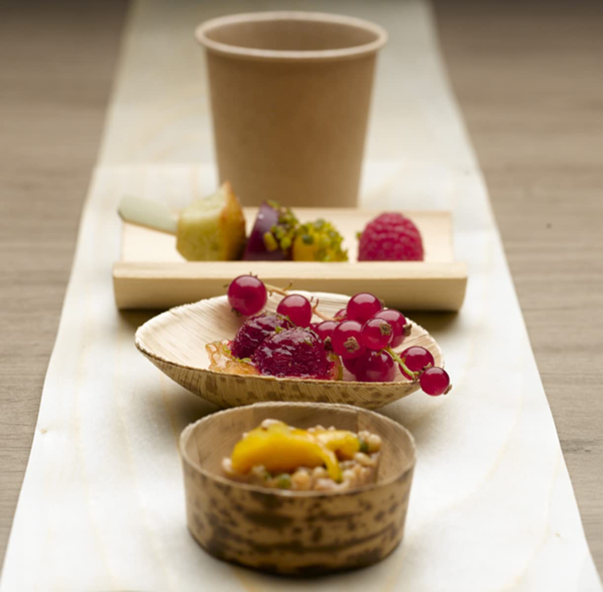 PacknWood 210BBOUSCOUP - 1000 Mini Bamboo Leaf Round Dishes - 3.1