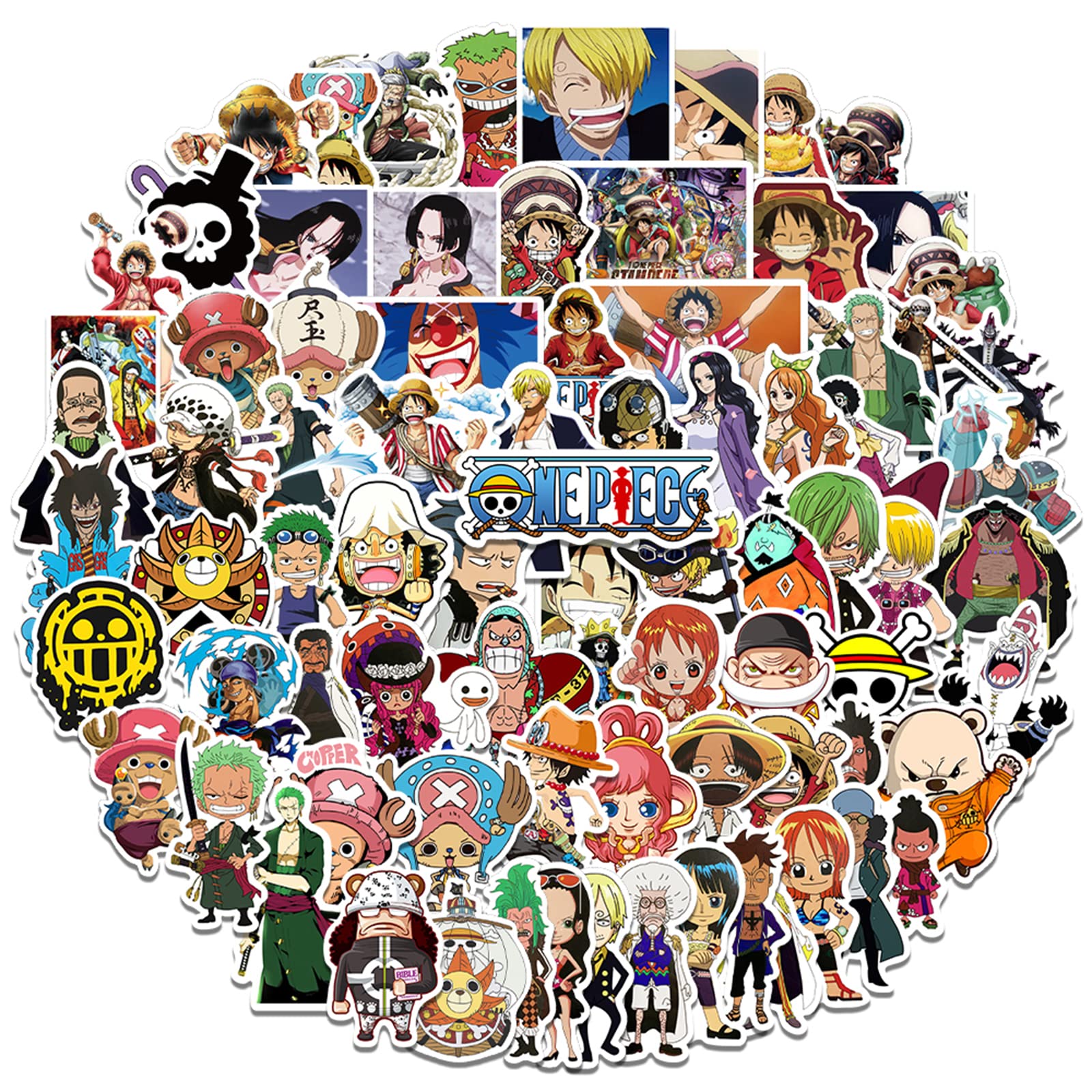 100Pcs One Piece Anime Stickers for Kids - Waterproof Vinyl Decals for Water Bottles, Laptops, Skateboards - Perfect for Teen Gifts, Room Decor & School Supplies