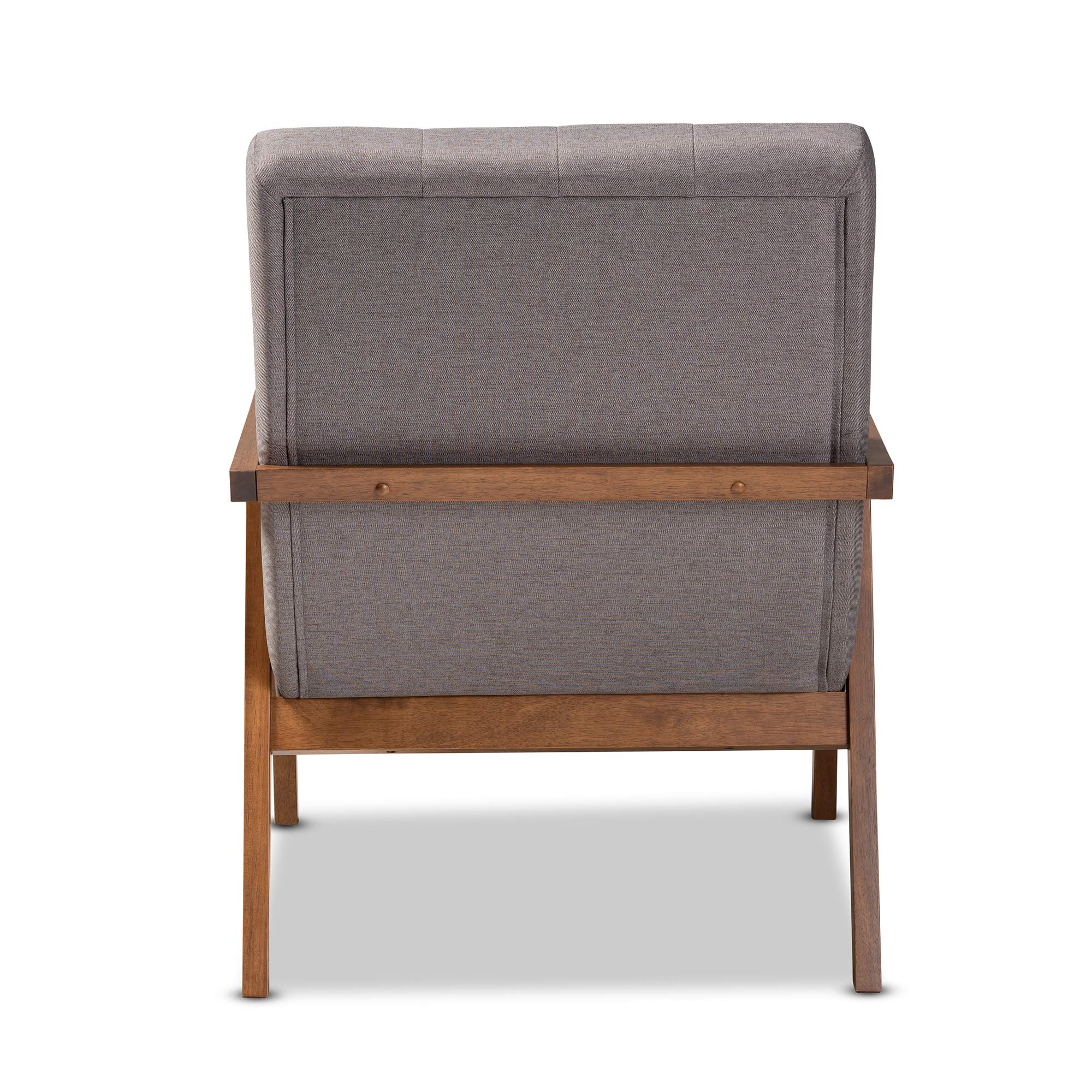 Baxton Studio Modern Accent Chairs - Grey and Brown Upholstered Lounge Chair for Living Room, Bedroom, or Office - Comfortable Mid-Century Style Seating with Wooden Legs