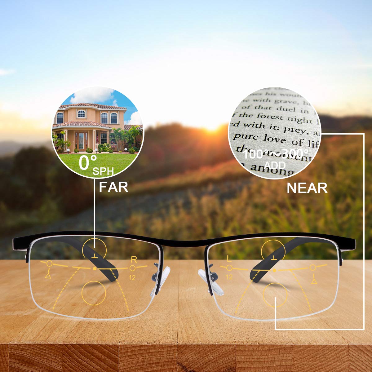 Blue Light Blocking Progressive Multifocal Reading Glasses for Men & Women - Anti-Glare Computer Eyewear for Office, Gaming & Digital Screen Use
