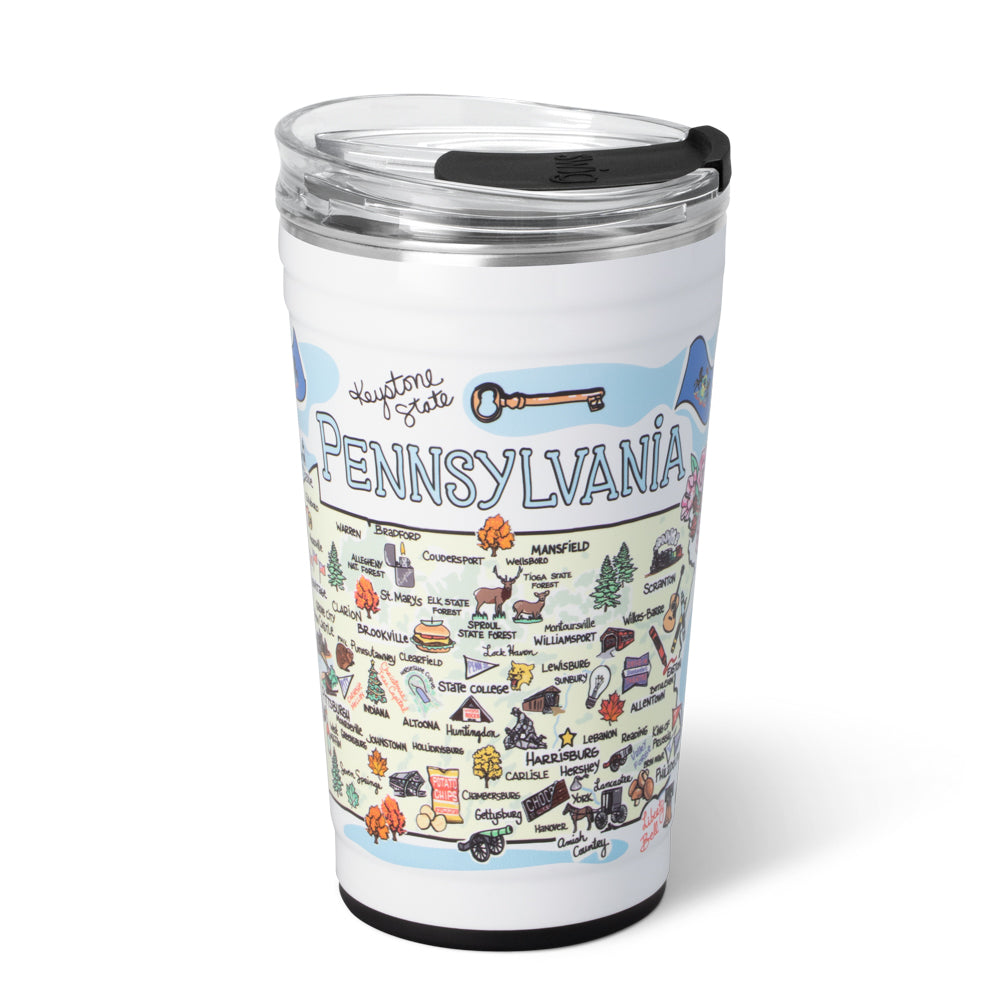 24oz Pennsylvania Party Cups - Bulk Disposable Plastic Cups for Beer, Soda & Cocktails - Perfect for BBQs, Tailgates & College Parties