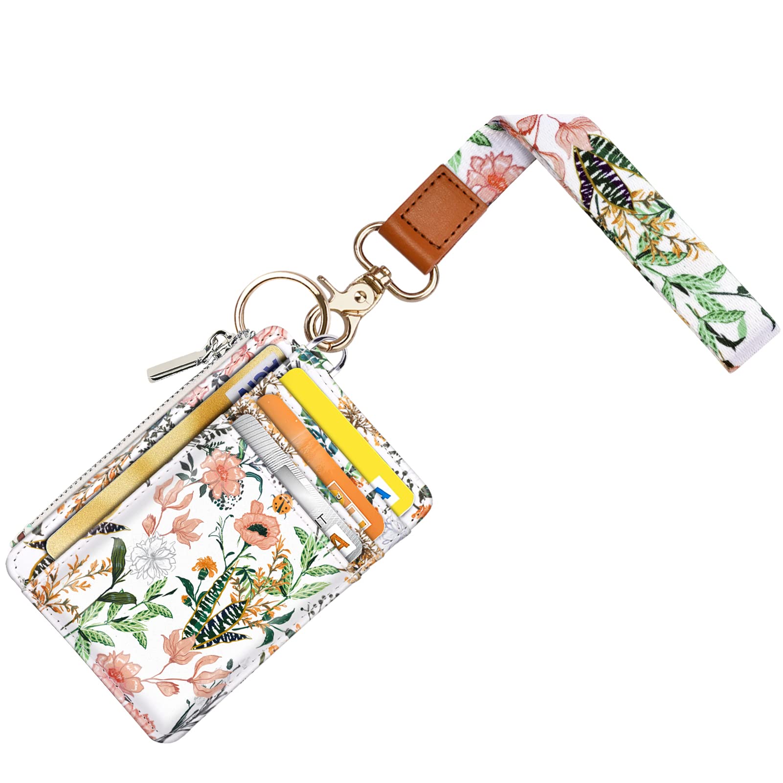 Cute Wrist Lanyard for Women - ID Card Holder with 6 Slots & Zipper Pocket - Perfect for Work & Travel