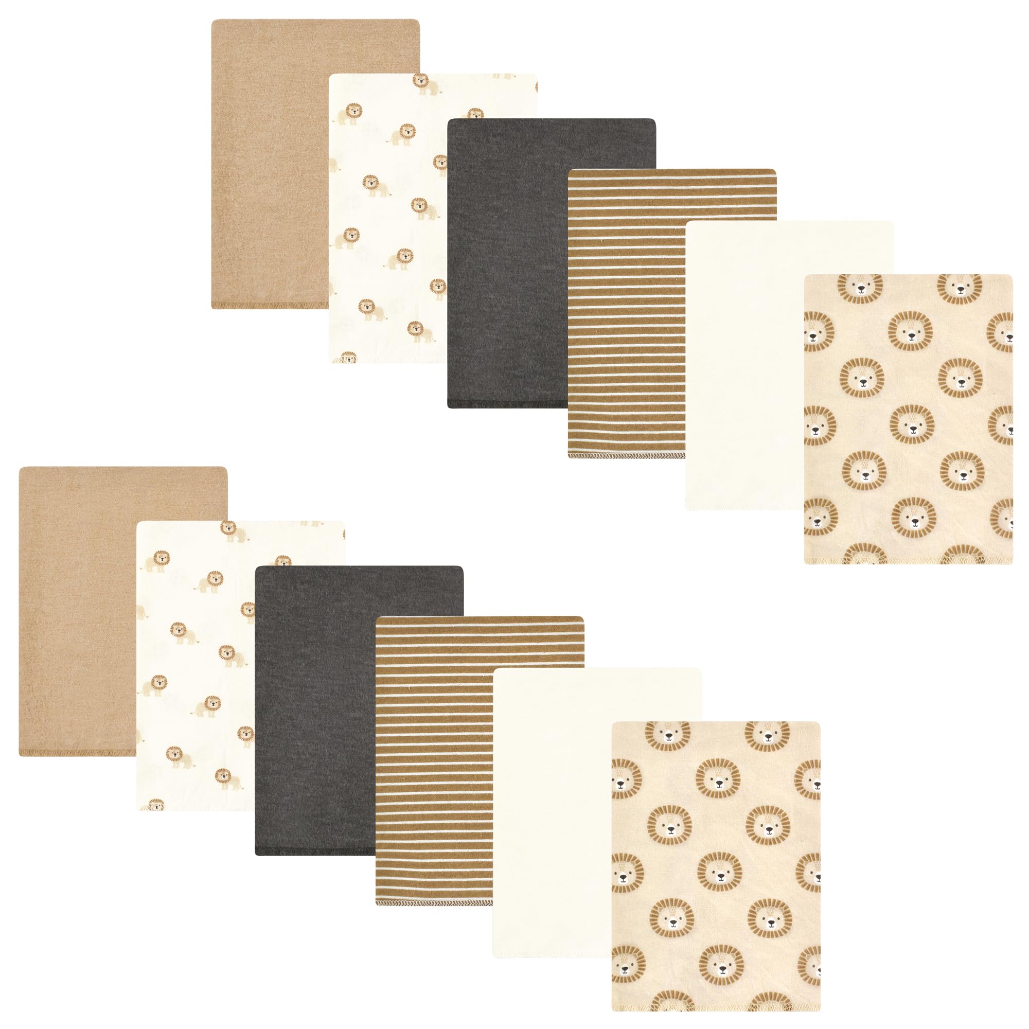 Hudson Baby Unisex Cotton Flannel Burp Cloths Bundle - Soft & Absorbent for Newborns & Infants - Brave Lion Design - Perfect for Feeding, Burping & Spit-Up Protection - One Size (Pack of 5)