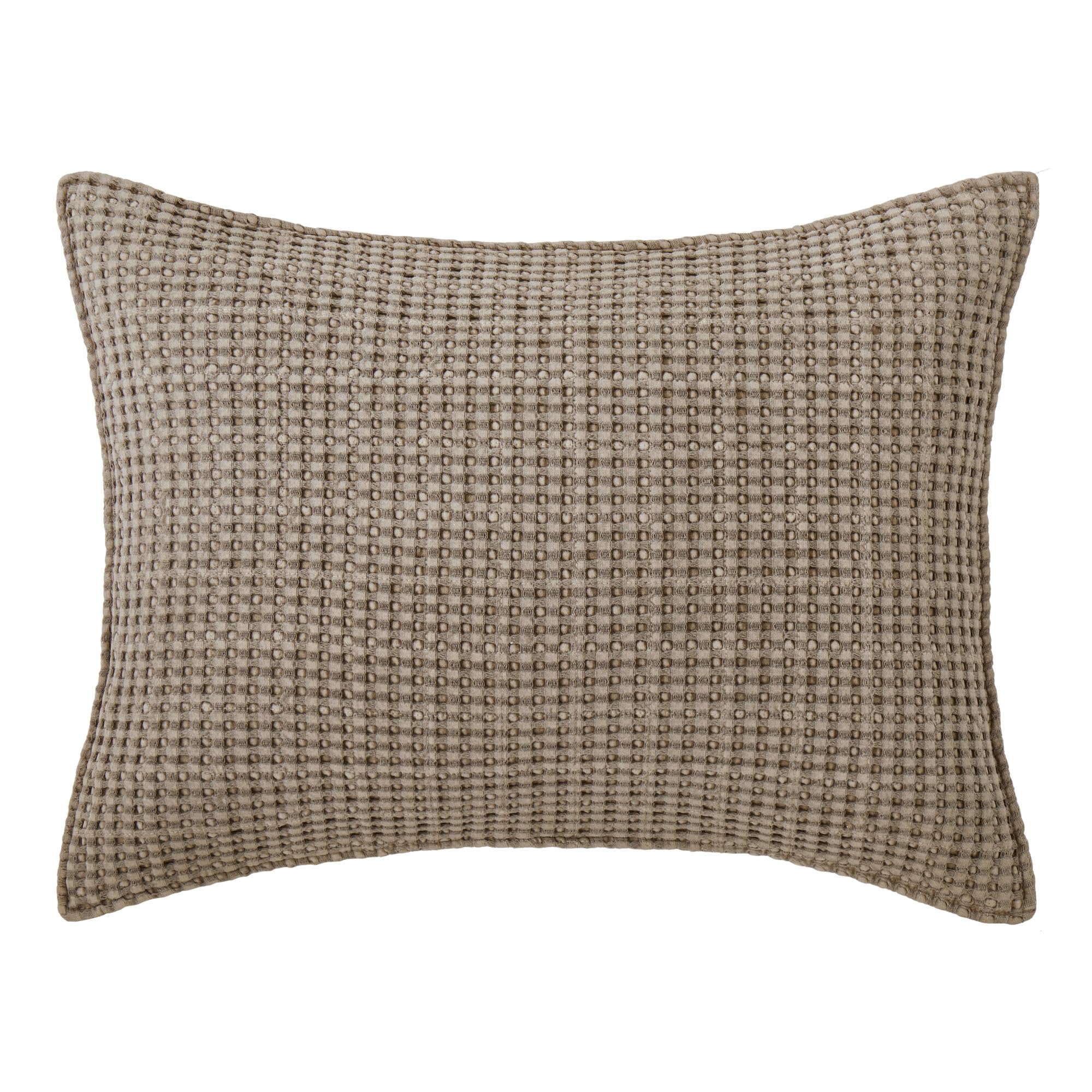 Levtex Home Mills Waffle Standard Sham Pillow Cover 26x20 Inches - 100% Cotton Waffle Weave Bedding - Cocoa Brown Decorative Pillow Sham for Bedroom & Living Room
