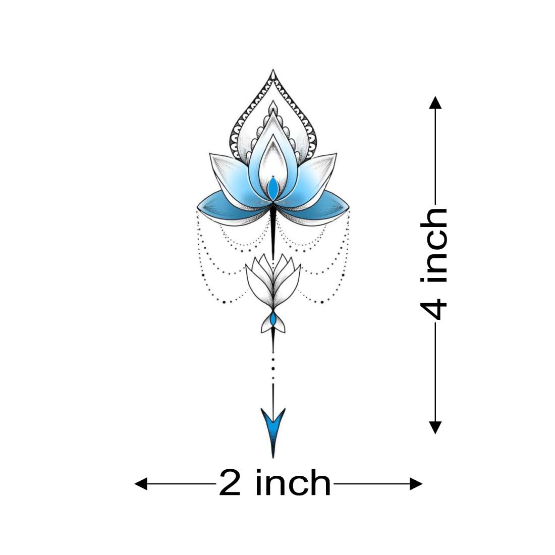 Blue Lotus Temporary Tattoos for Men & Women - Waterproof Fake Body Art - Perfect for Festivals, Parties & Self Expression