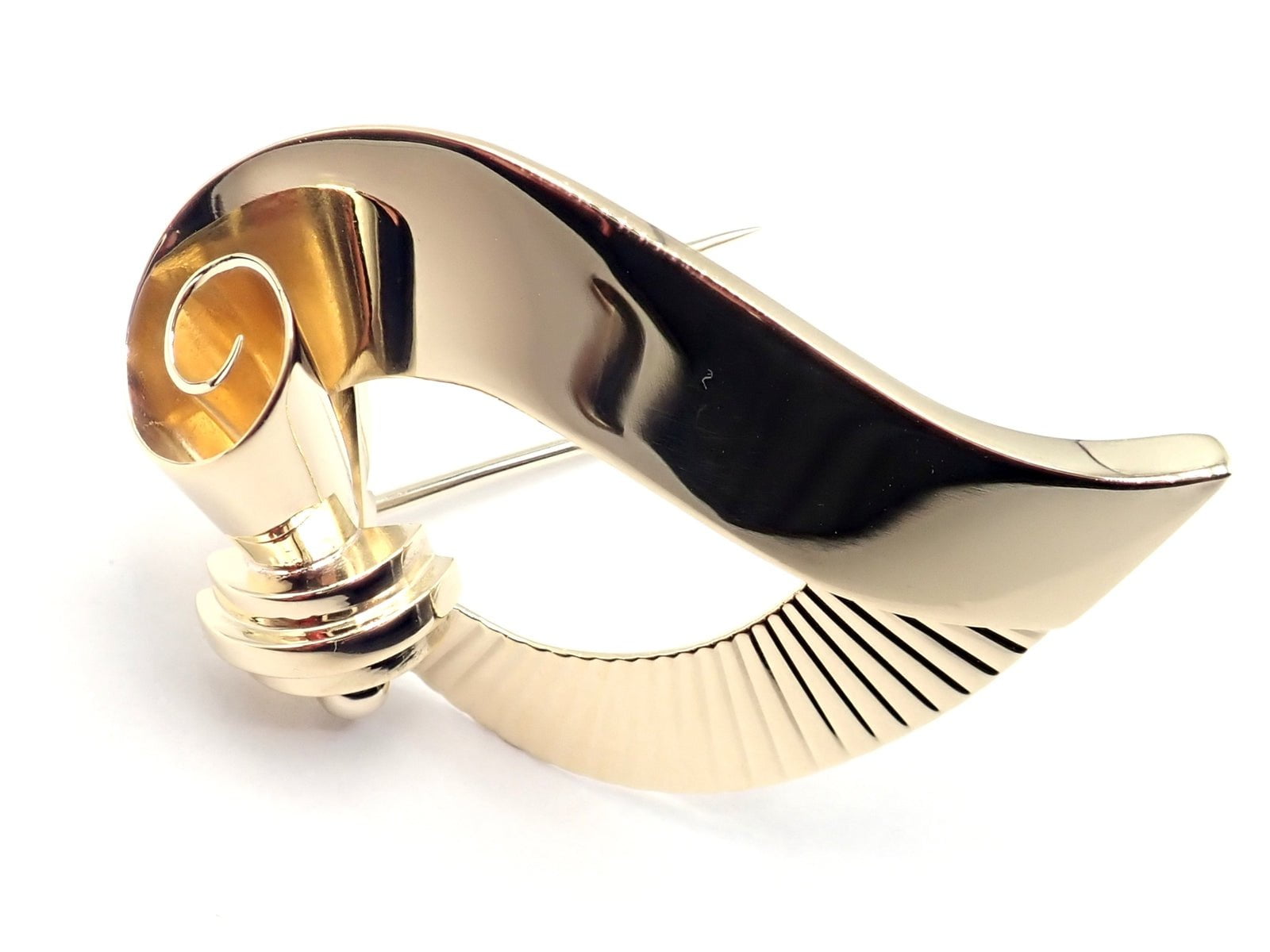 Vintage Authentic Cartier 14k Yellow Gold Art Deco Brooch Pin - Elegant Jewelry Gift for Women, Perfect for Weddings & Special Occasions