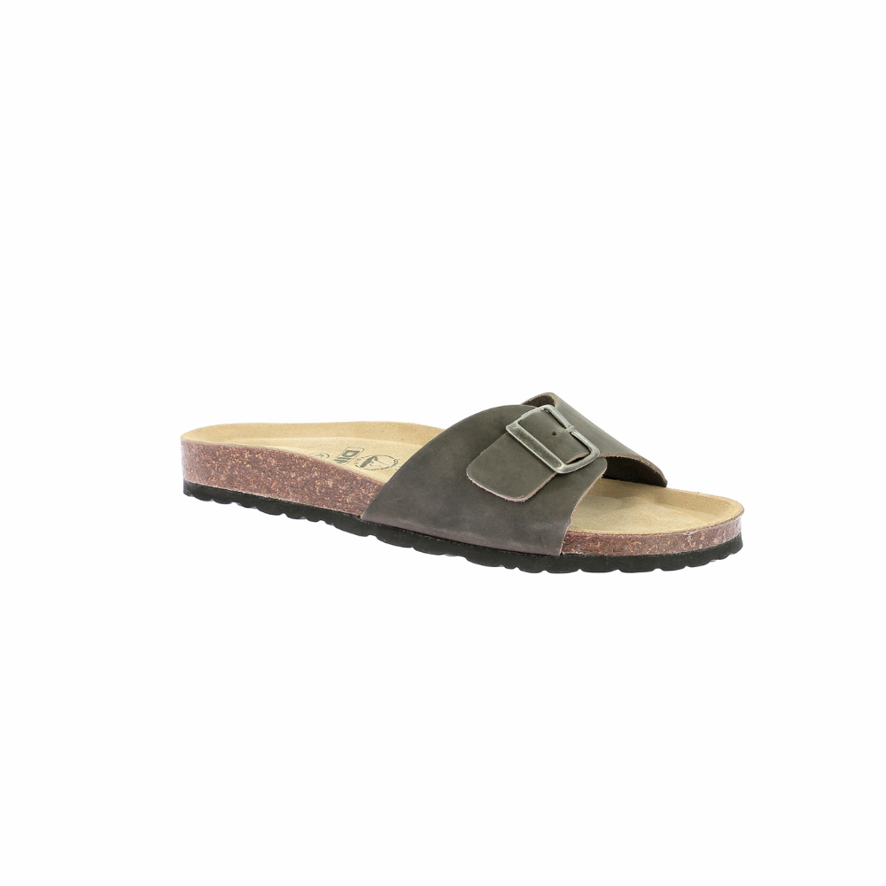 Brown Leather & Cork Mules for Men - Comfortable Slip-On Shoes for Casual Wear & Summer Outings