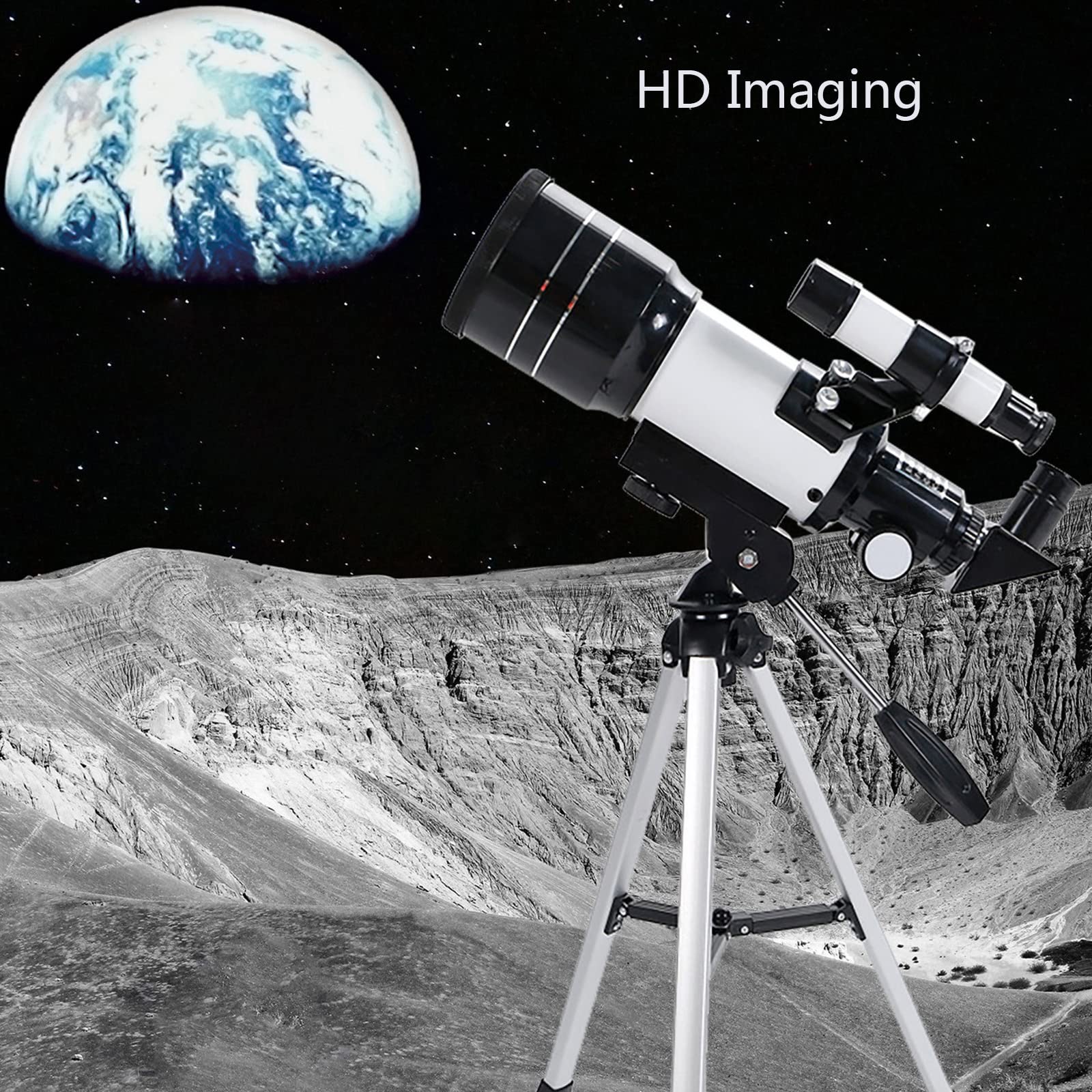 70mm Aperture Refracting Astronomical Telescope for Adults & Kids - Portable Travel Telescope with Adjustable Tripod, Phone Adapter & Wireless Remote - Perfect for Stargazing, Moon Observation & Outdoor Adventures