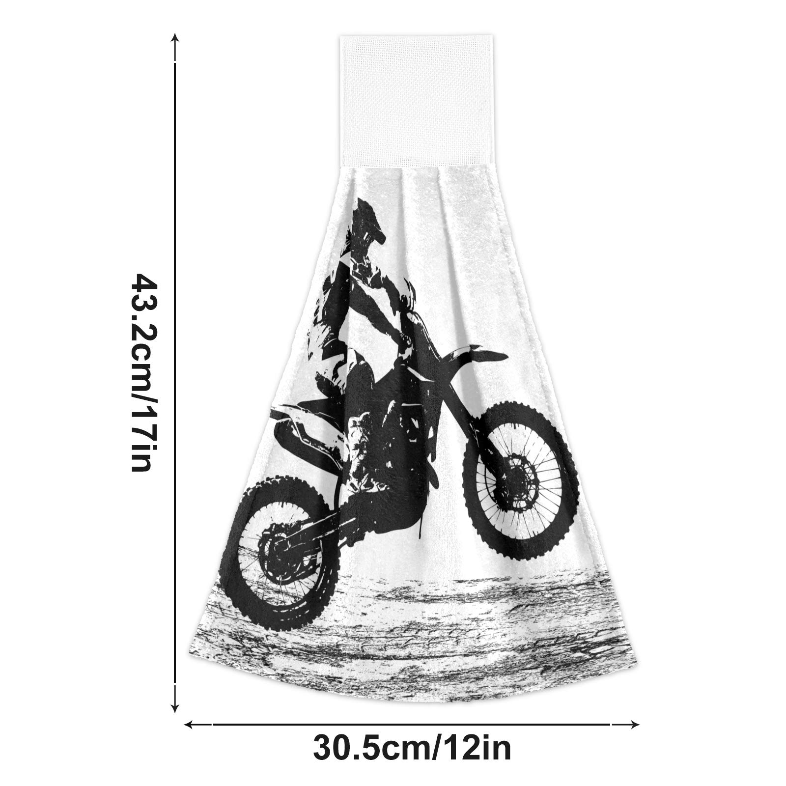 Blueangle 2 Pcs Motocross Rider Kitchen Hand Towels - Absorbent Coral Velvet Hanging Towels for Kitchen, Bathroom, and Outdoor Adventures