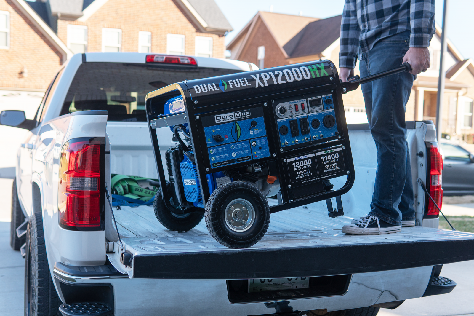 12,000 Watt Dual Fuel Portable HX Generator with CO Alert - Reliable Backup Power for Home, Camping & Emergency Use