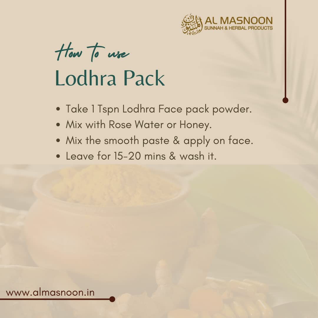 AL MASNOON Lodhra Herbal Face Pack – Luxury Ayurvedic Skincare for Glowing Skin & Skin Health (50g) | Natural Facial Treatment for Acne, Dark Spots & Dullness | Perfect for Daily Skincare Routine & Spa Days