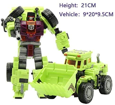 NBK Deformation Oversize 6-in-1 Robot Devastator Engineering Combiner Action Figure - Transformable Car Truck Model Toy for Kids & Boys (Green) | STEM Educational Gift, Birthday Present & Collectible for Children