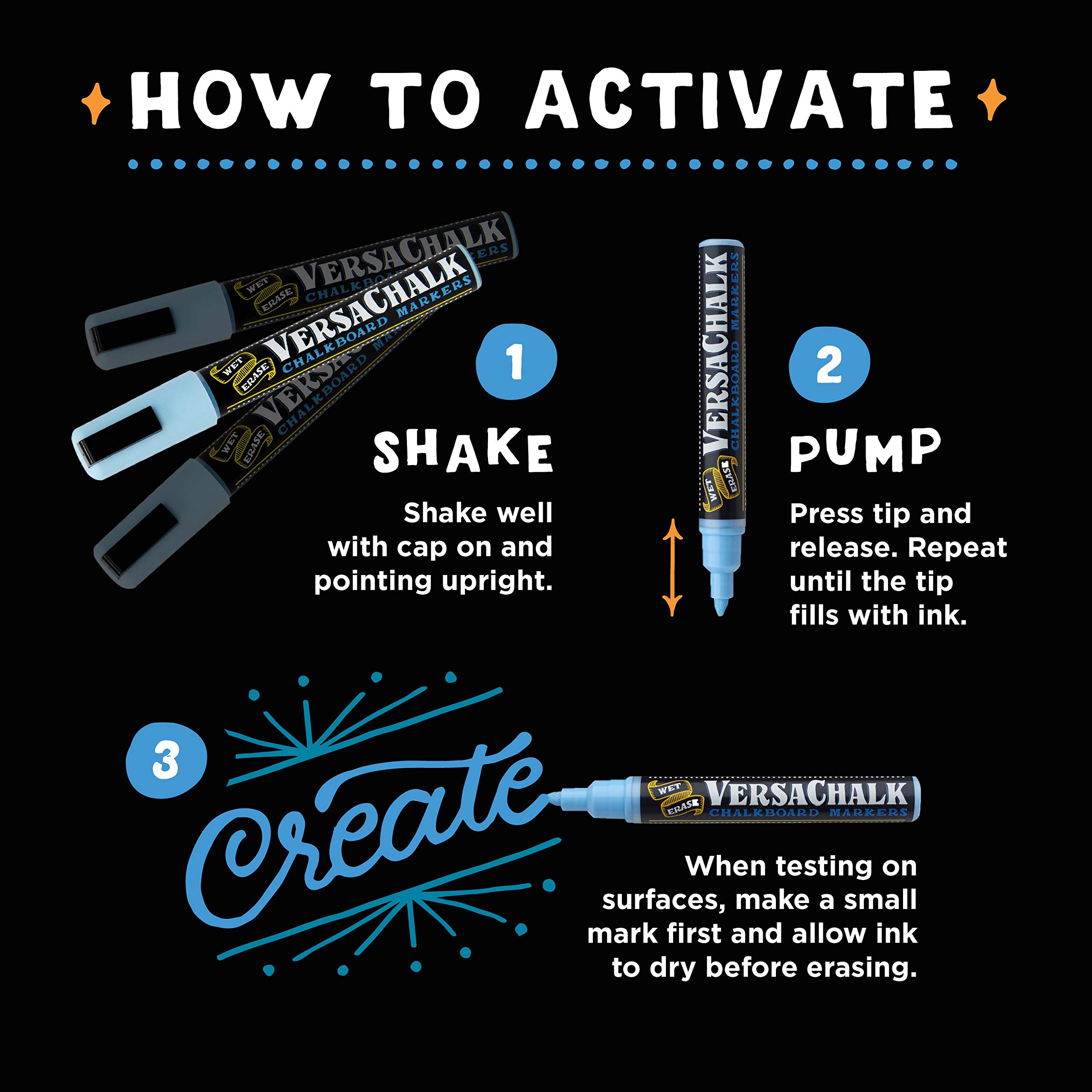 VersaChalk White Chalk Markers - 5mm Bold Tip Wet Erase Dustless Chalkboard Markers for Blackboards, Signs, Menus & Windows - Perfect for Restaurants, Cafes, Classrooms & Home Decor