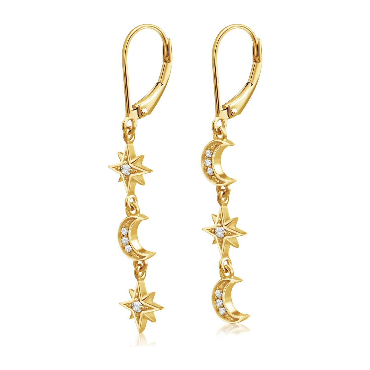 Moon and Stars Drop Earrings for Women - Dainty Celestial Jewelry Gift for Birthday, Anniversary & Everyday Wear | Perfect for Boho, Festival & Date Night Outfits