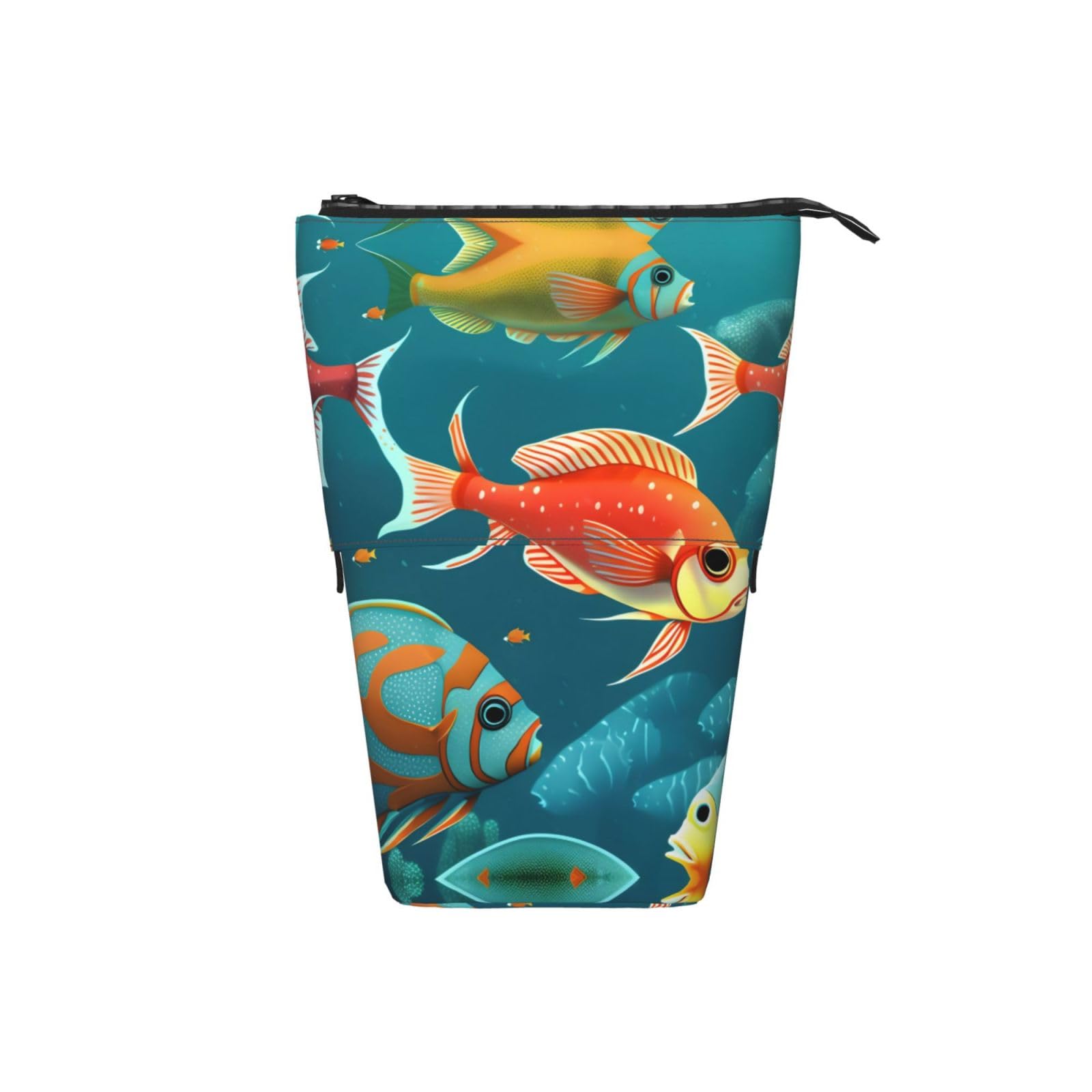 YQxwJL Ocean Underwater Fish Print Zippered Pencil Case - Expandable Stationery Organizer for School, Office & Travel | Makeup Bag, Pen Holder & Pouch Storage Solution