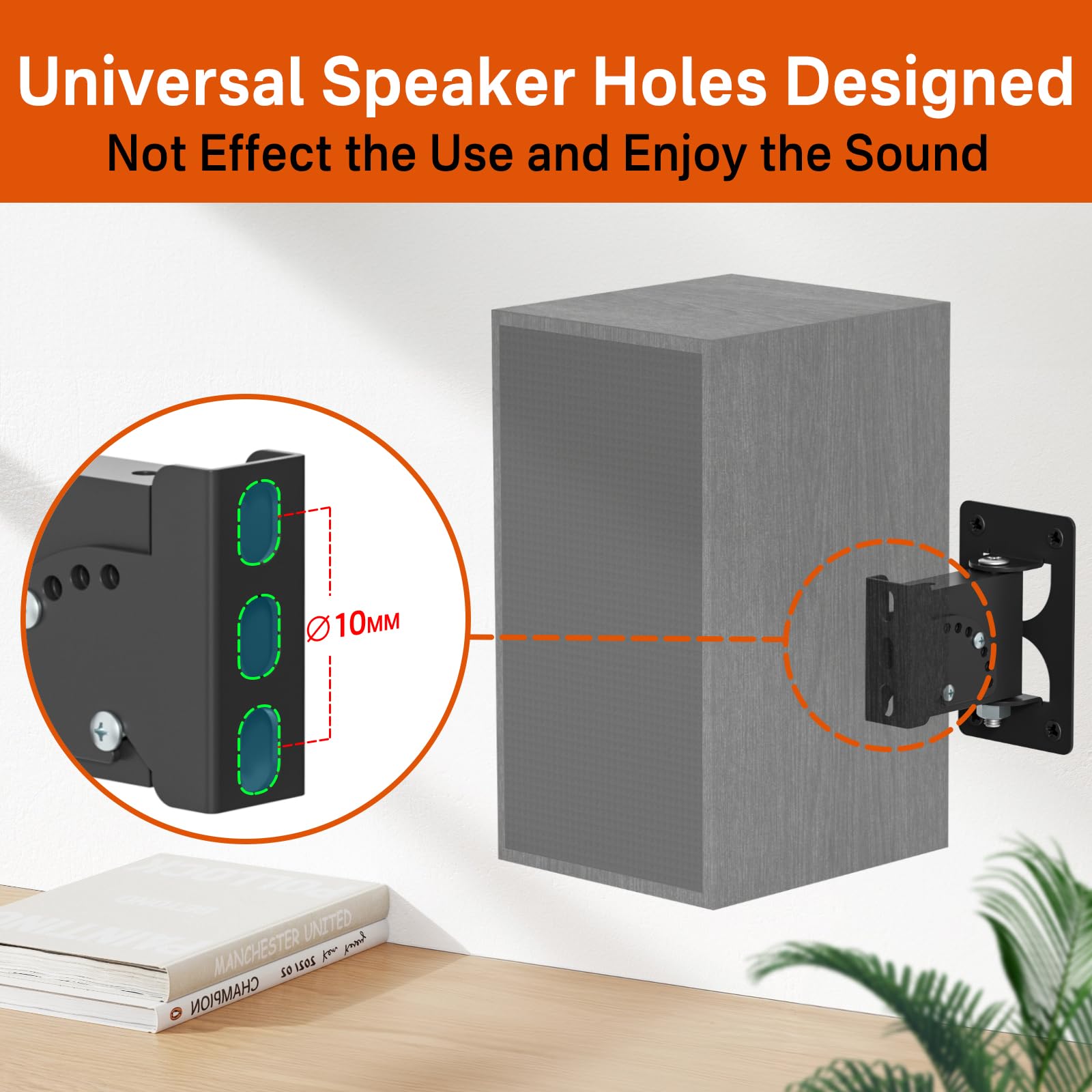 Klipsch R-50M RP-502S Adjustable Metal Wall Speaker Mount Bracket - Heavy Duty 40 lbs Capacity with Hardware Kit - Perfect for Bookshelf Speakers & Home Theater Space Saving Setup