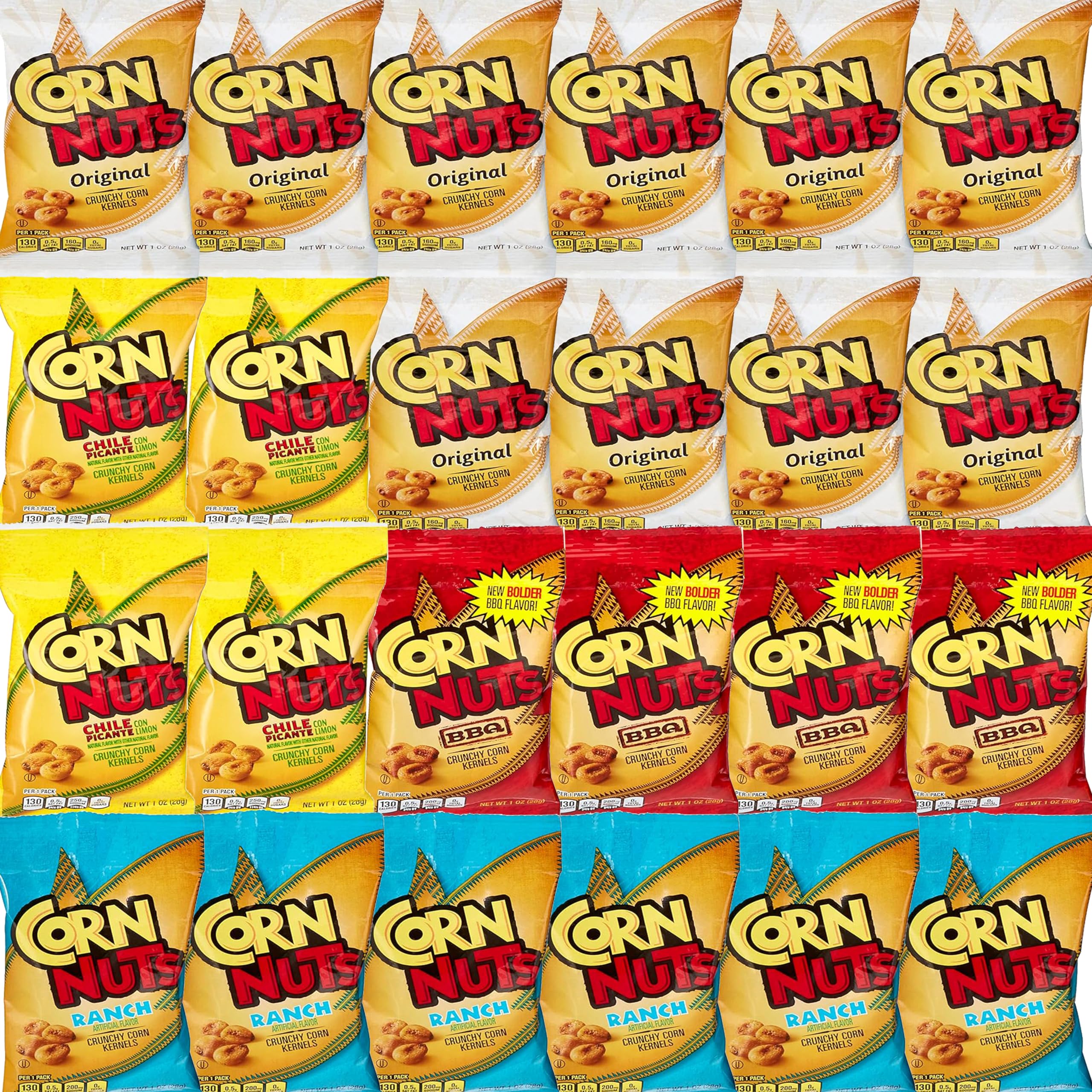 Bulk Corn Nuts Variety Pack - Crunchy Corn Kernels Snack Assortment (24 Count) | Perfect for Parties, Road Trips & Healthy Snacking