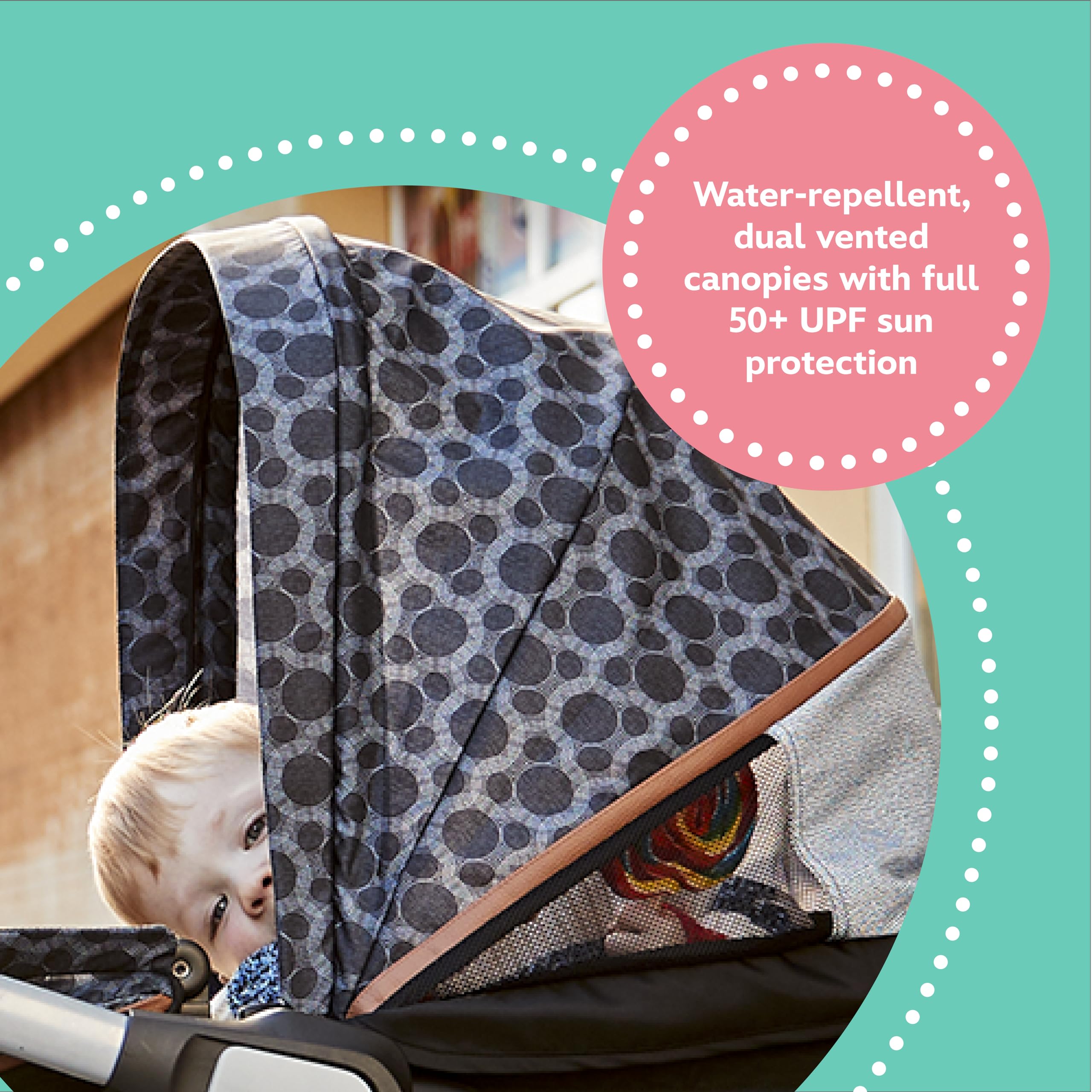 Disney Baby Summit Wagon Stroller for 2 Kids - Double Seater with Removable Child Tray & 2 Cup Holders - Mickey Mouse Design - Perfect for Park Outings, Shopping & Family Walks