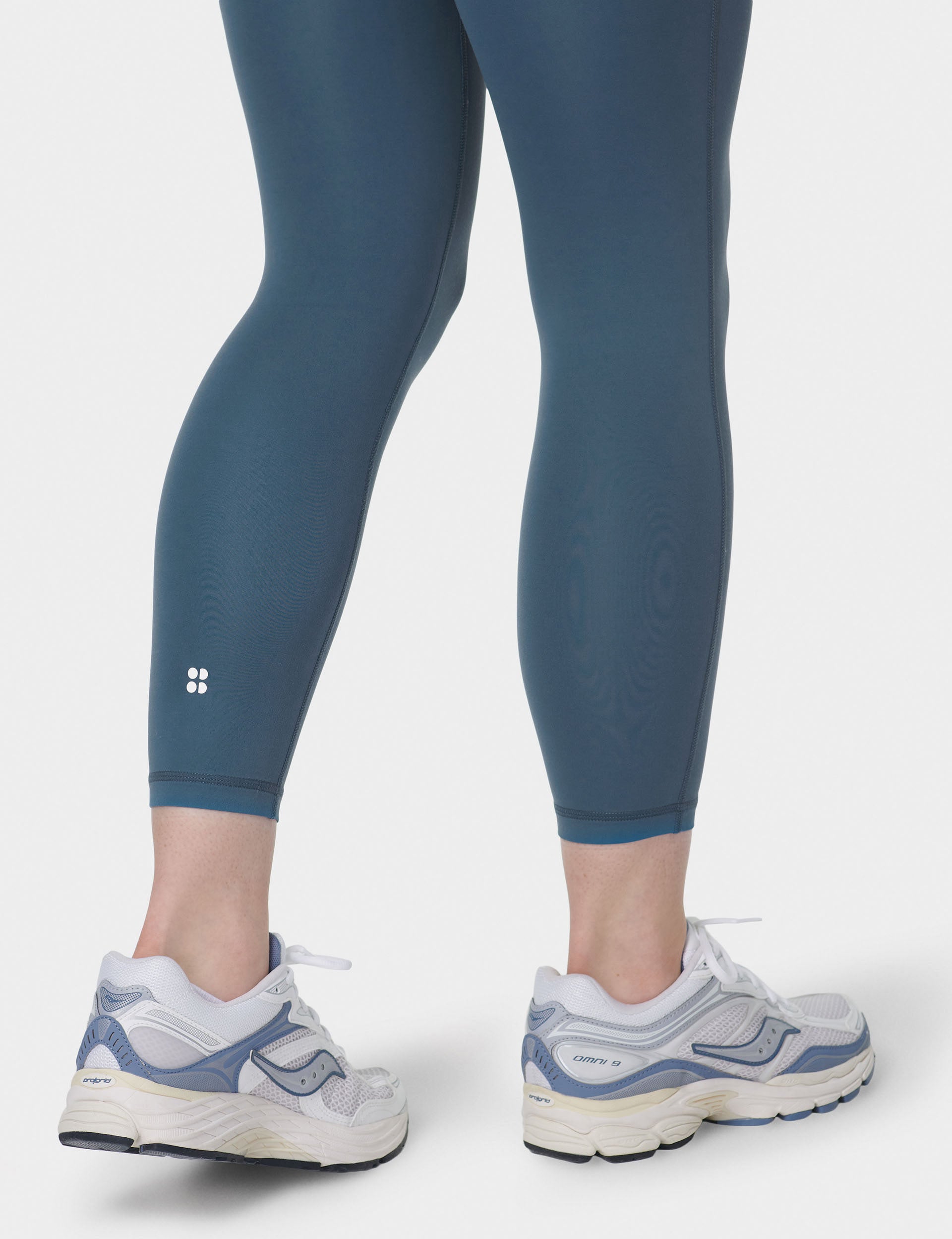 All Day 7/8 Yoga Leggings for Women - Subdued Blue High Waist Workout Pants | Perfect for Gym, Running & Lounge Wear