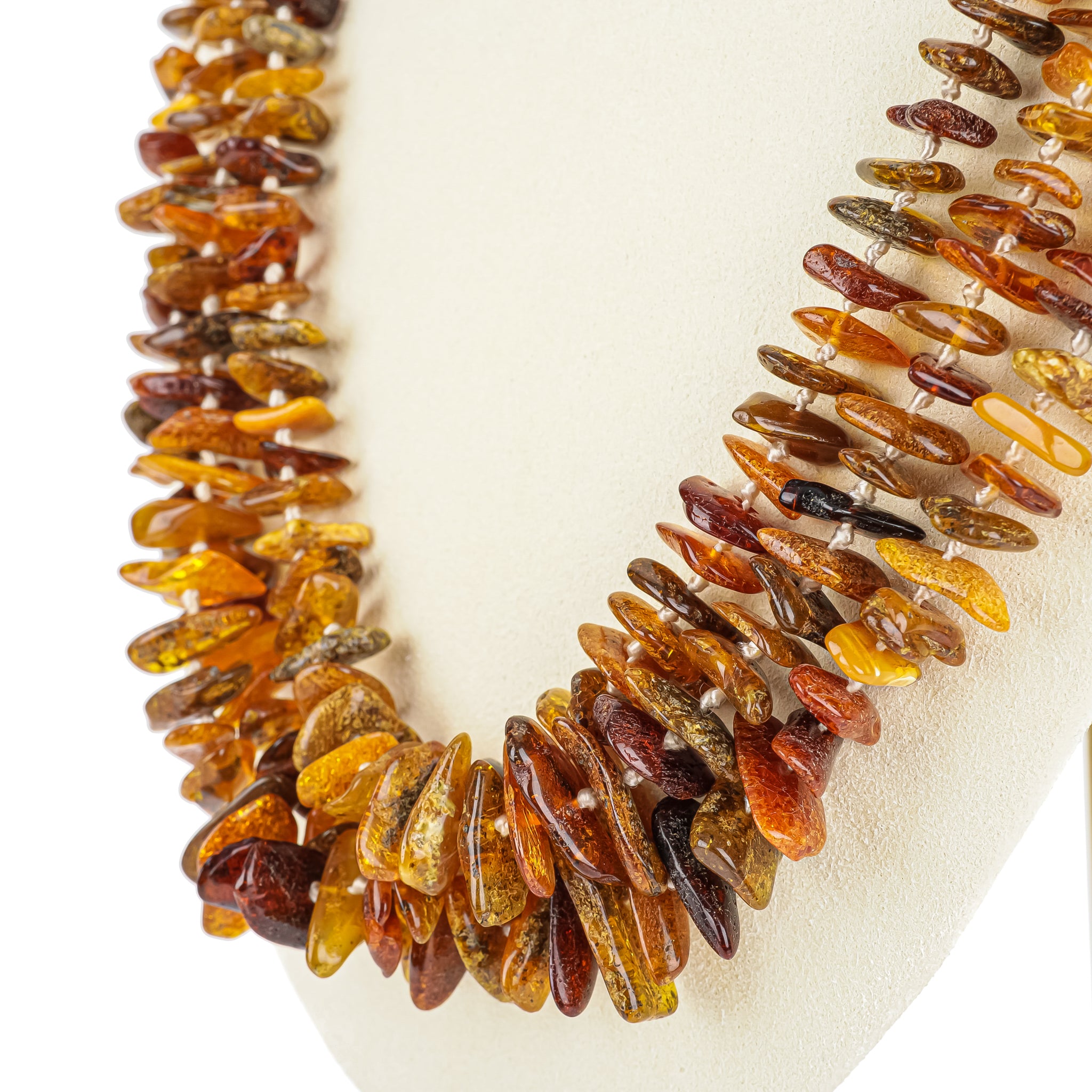 Multicolor Amber Three Strand Beaded Necklace for Women - Boho Chic Jewelry Gift for Casual Wear & Special Occasions