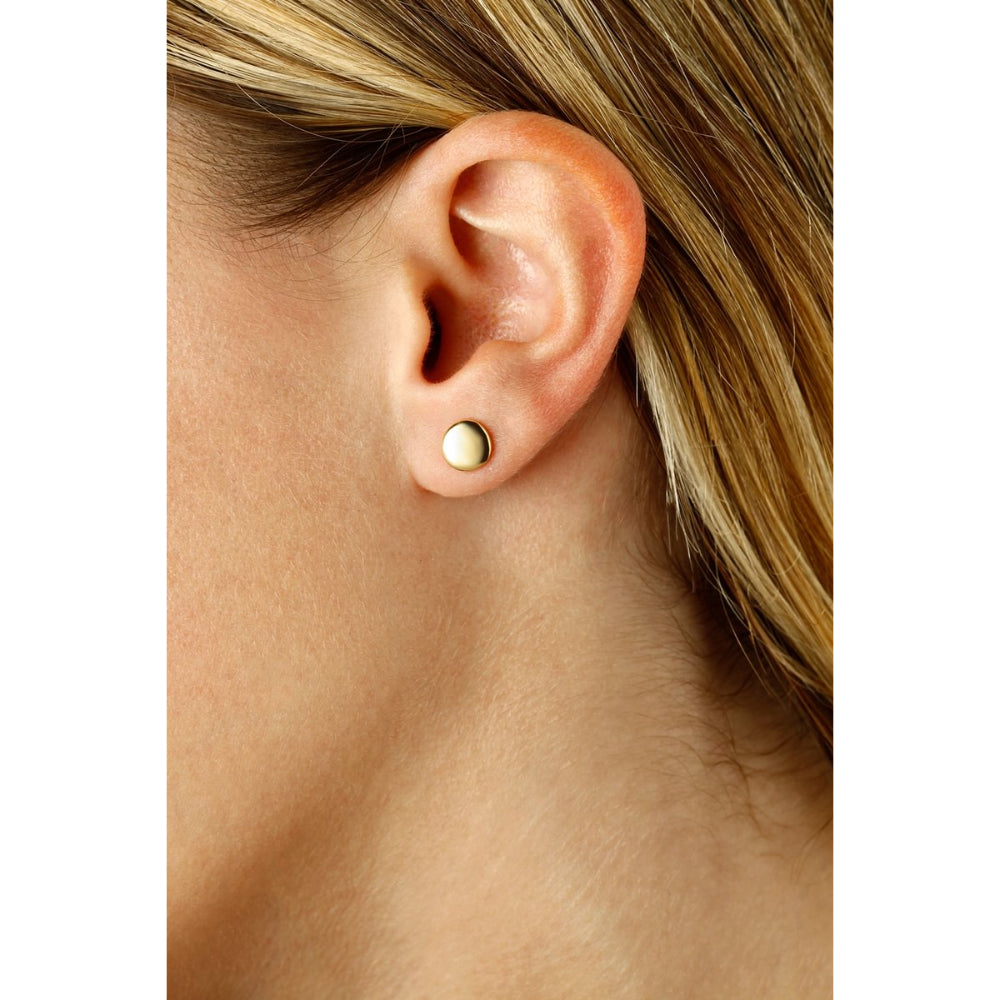 14K Gold 8mm Flat Round Stud Earrings for Women - Hypoallergenic & Tarnish-Free - Perfect for Everyday Wear, Work & Special Occasions