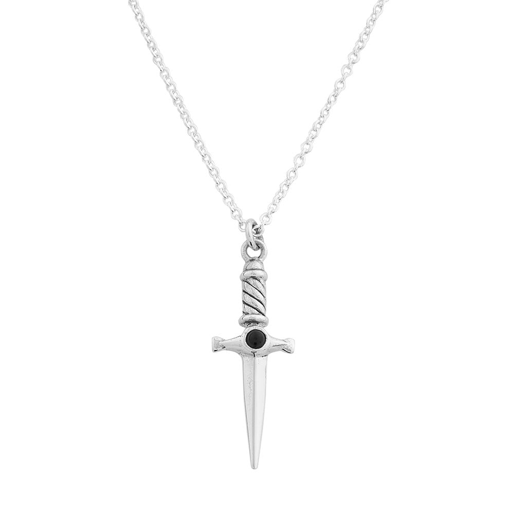 Cosmic Dagger Onyx Necklace for Women - Gothic Punk Jewelry, Black Stone Pendant, Unique Statement Piece for Halloween, Parties & Everyday Wear