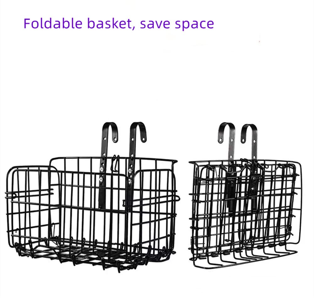 Foldable Metal Bike Basket - Front Handlebar & Rear Seat Frame Hanging Storage Basket with Detachable Bag | Perfect for Shopping, Commuting, Mountain Bikes & Outdoor Cycling Accessories | Great for Groceries, Picnics & Daily Rides