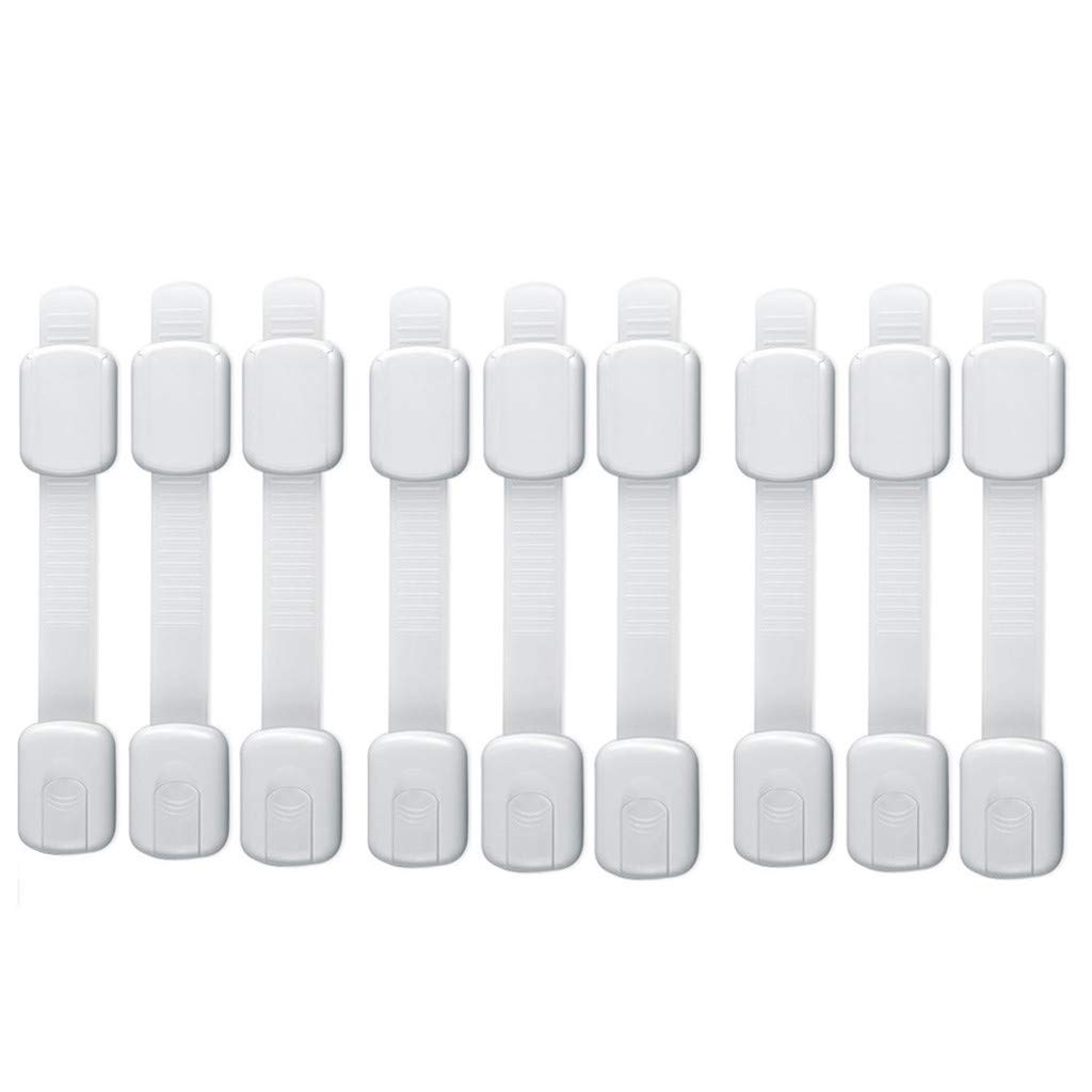 Baby Proof Drawer Locks - Child Safety Cabinet Latches for Kitchen, Bathroom & Furniture - White (2 Pack) - Prevent Accidents & Secure Cabinets for Toddlers