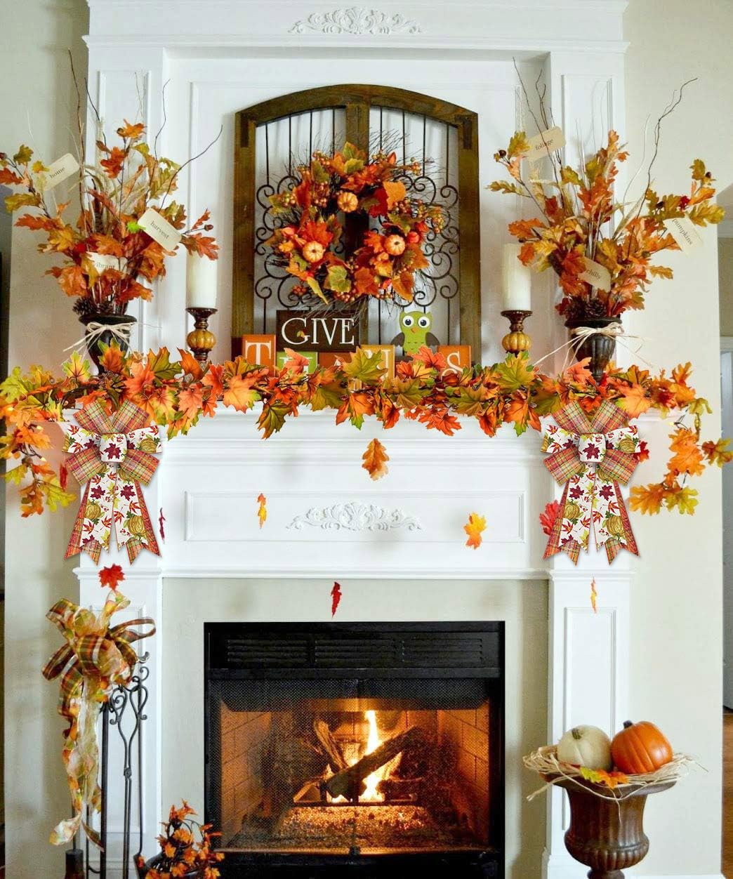 ALIBBON 2Pcs Fall Wreath Bows - Thanksgiving Decor for Doors & Indoor/Outdoor