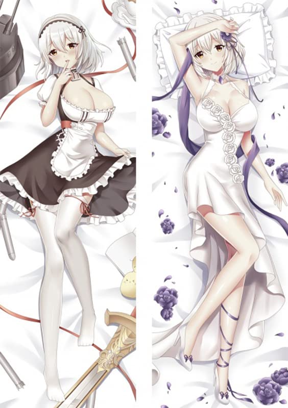 Azur Lane Anime Body Pillow Cover - Sirius Thighhighs Double-Sided 2WT Pillowcase (60x180cm) | Soft Peach Skin Fabric for Anime Fans | Perfect for Bedroom Decor, Cosplay Props & Anime Collections