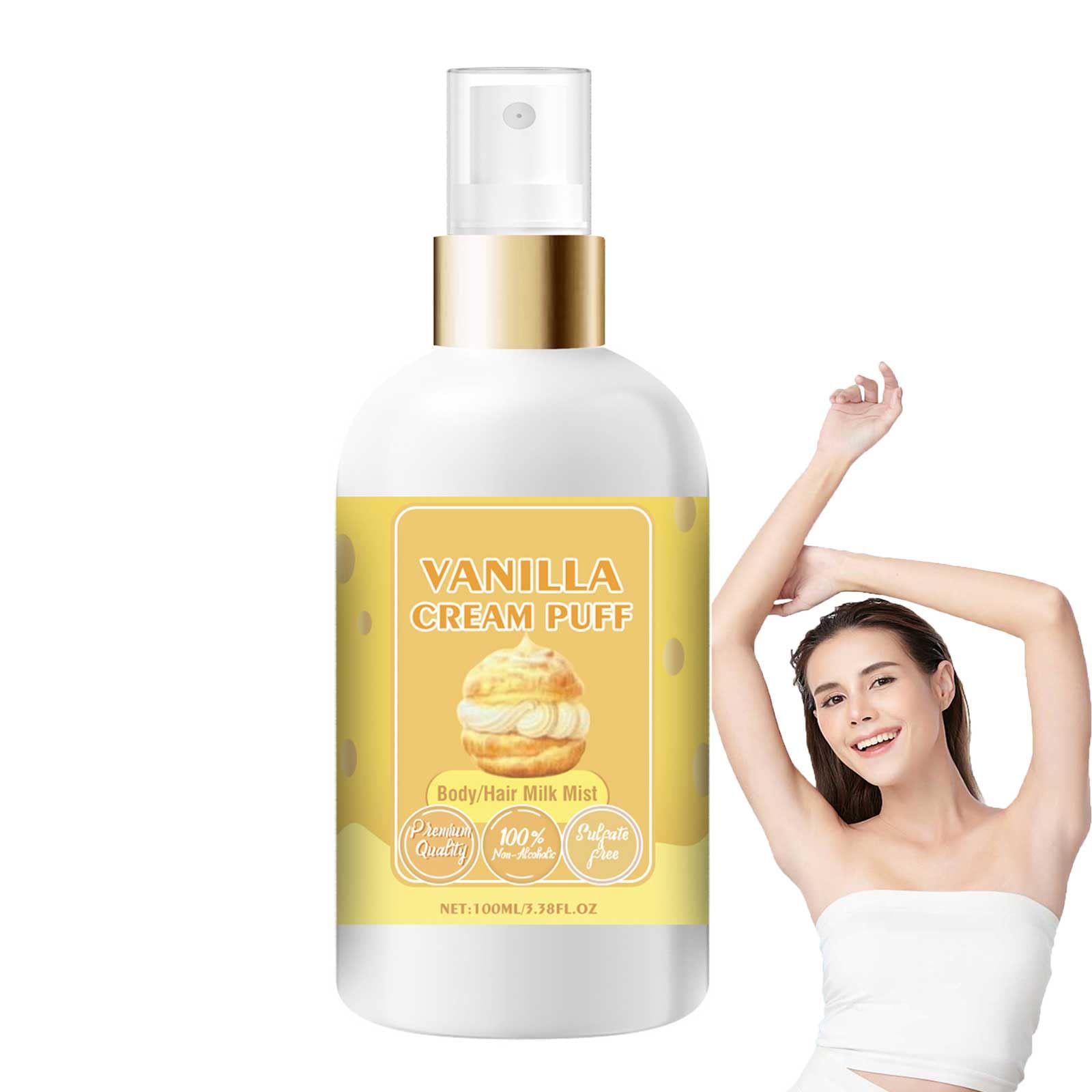 Vanilla Cream Puff Body & Hair Milk Mist - Moisturizing Perfume Spray for Women | Sweet Vanilla Scented Hydrating Body Spray | Perfect for Daily Use, Travel & Gift Giving (1pc)