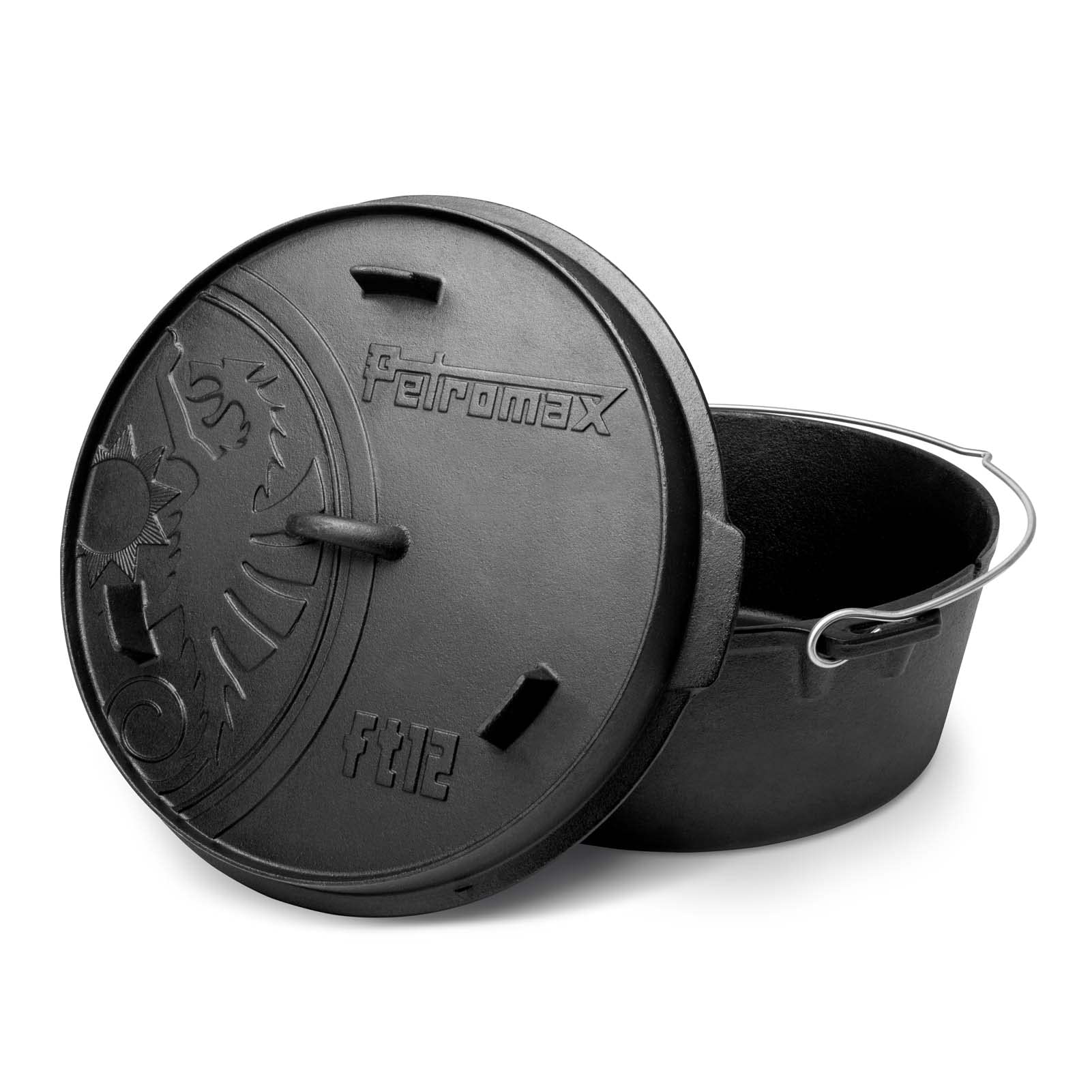 Petromax Cast Iron Dutch Oven - Heavy Duty Outdoor Camping Cookware Pot for Backpacking, Picnics & Campfire Cooking - Perfect for Stews, Baking & Open Flame Meals