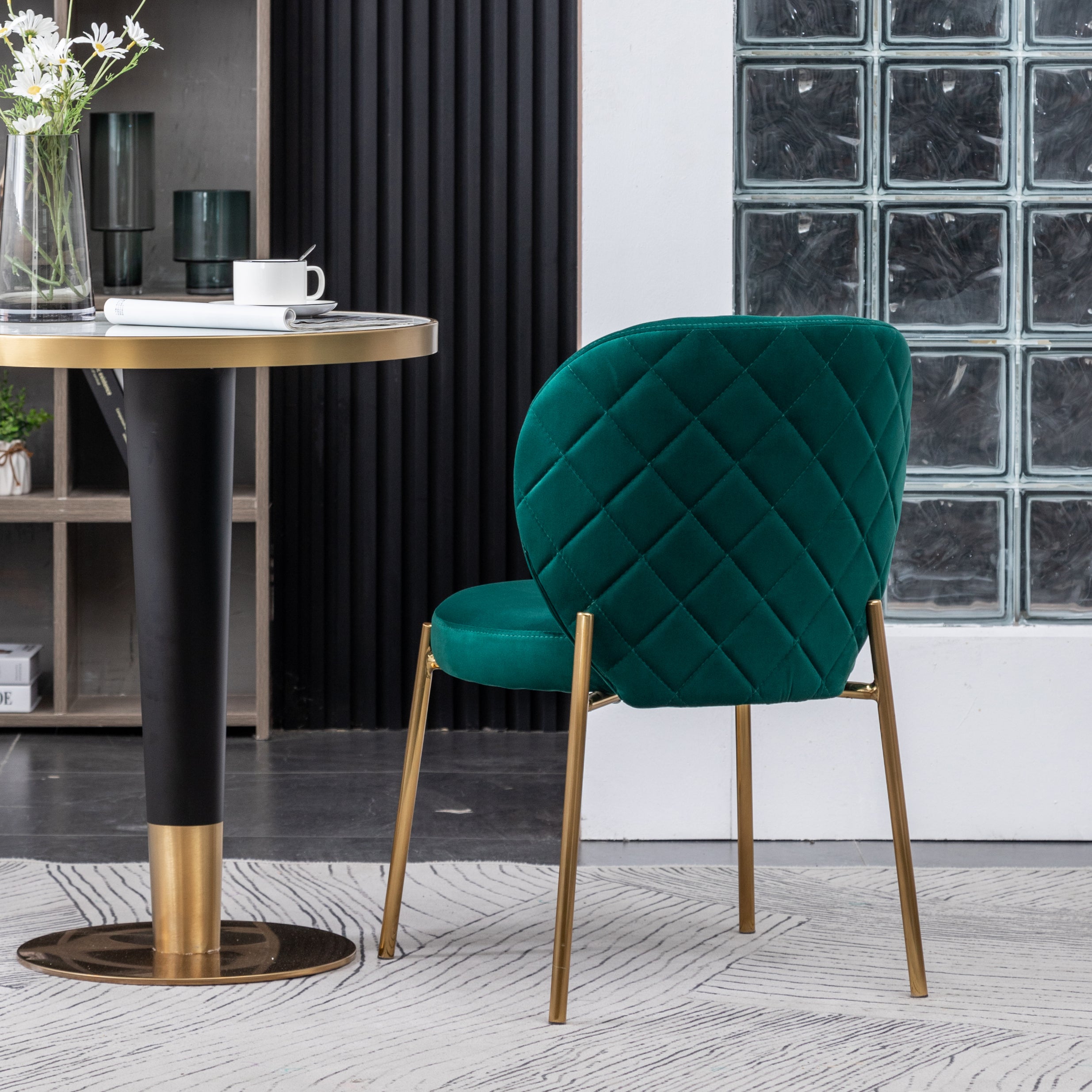 Roundhill Furniture Amoa Contemporary Velvet Upholstered Dining Chairs Set of 2 - Modern Kitchen & Dining Room Seating for Home & Restaurant