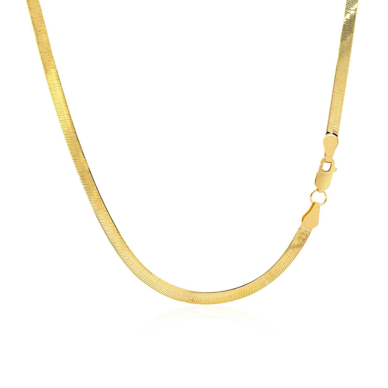 3.0mm 14k Yellow Gold Super Flexible Herringbone Chain Necklace for Women - Perfect for Layering, Gift Giving & Everyday Elegance