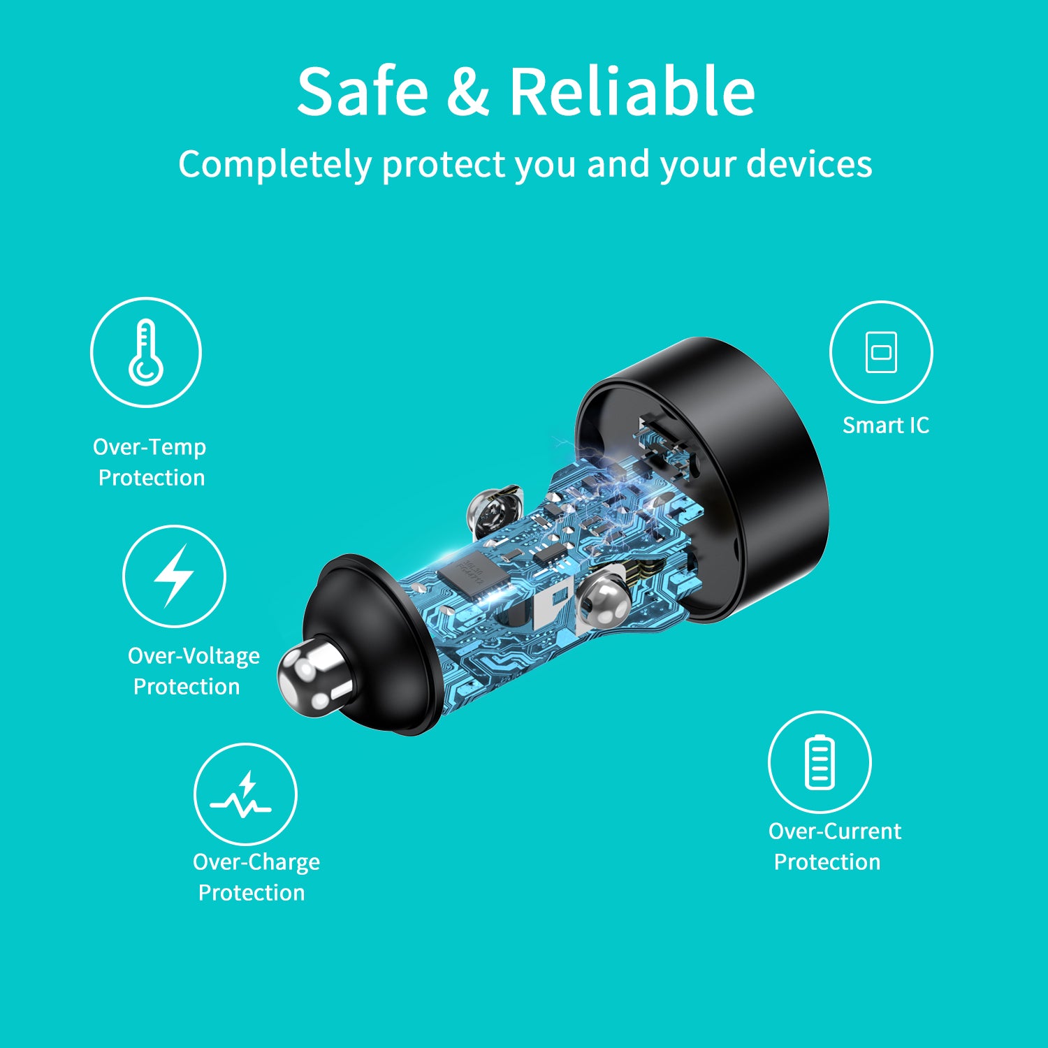 Choetech 36W Dual USB-C Fast Car Charger Adapter - Quick Charge for iPhone 15/14/13, Samsung Galaxy, iPad - Perfect for Road Trips & Commuting