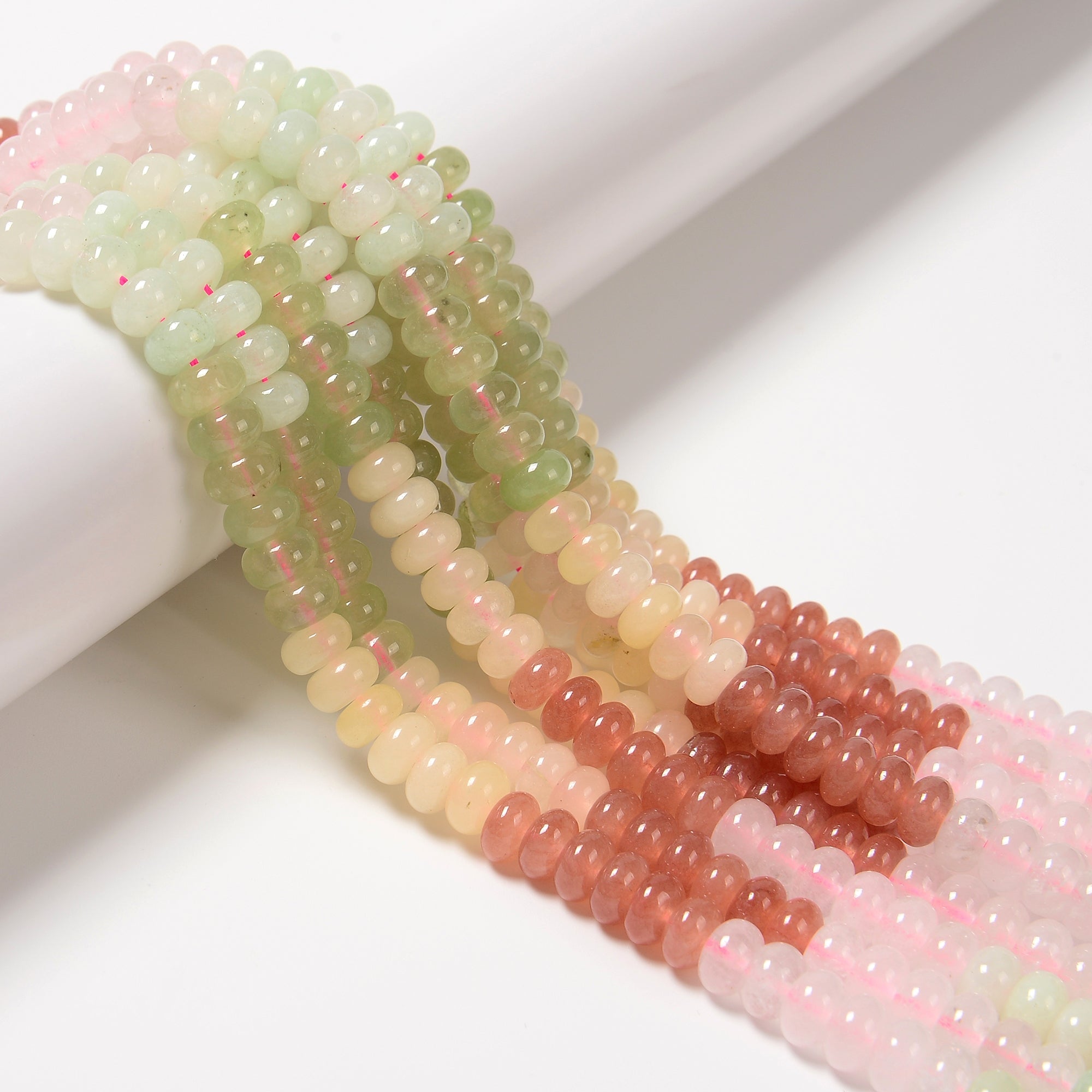Natural Multi-Color Dyed Jade Smooth Rondelle Beads - 5x8mm Size - 15.5 Inch Strand for Jewelry Making & DIY Crafts - Perfect for Necklaces, Bracelets, and Beading Projects