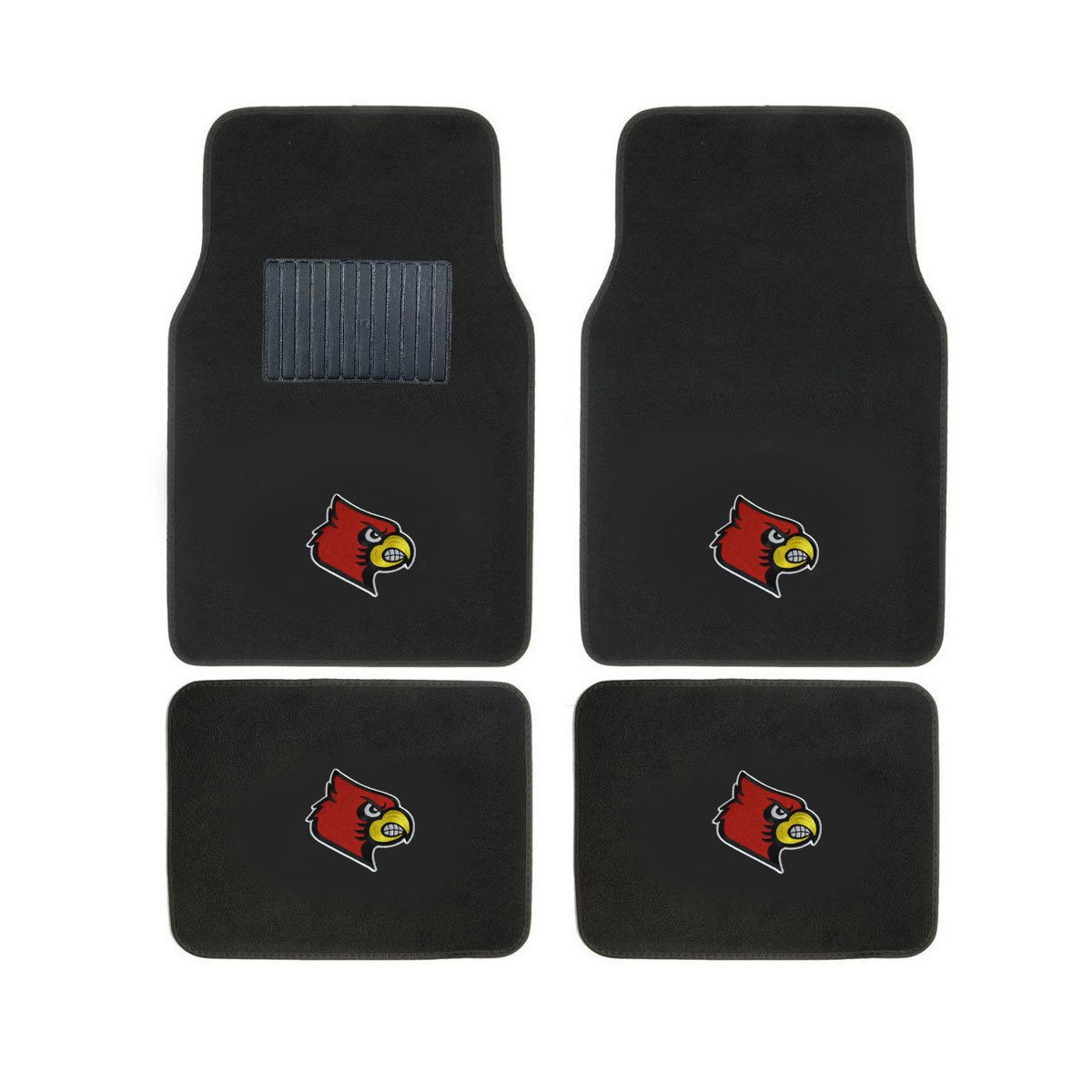 Louisville Cardinals Embroidered Logo Carpet Floor Mat and Seat Covers Set - Premium Car Accessories for Fans | Perfect for Tailgating, Game Days & Home Decor