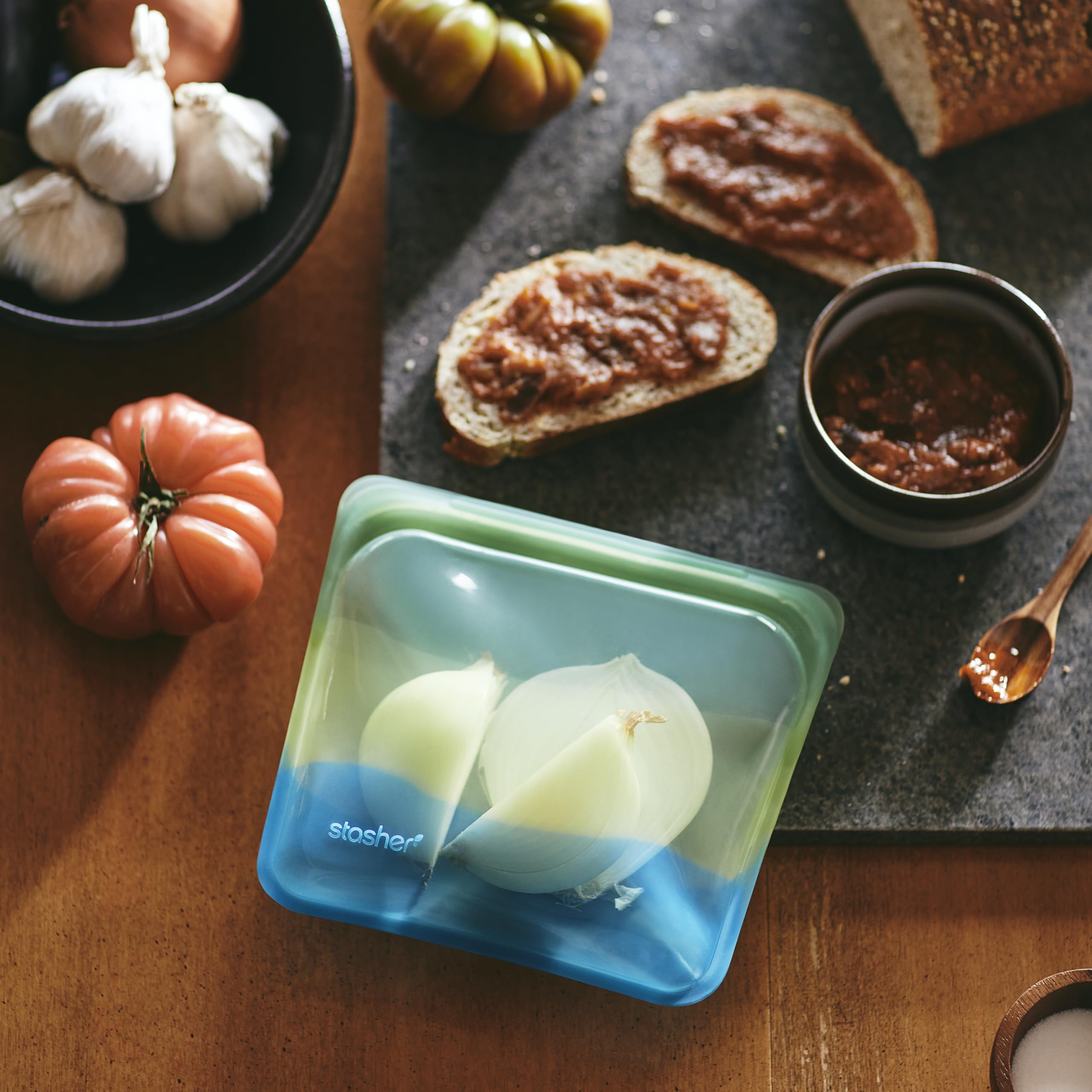 Stasher Premium Silicone Reusable Food Storage Bags 4-Pack | Endangered Seas Collection | BPA-Free, Leakproof, Dishwasher Safe Eco-Friendly Food Containers | Perfect for Meal Prep, School Lunch, Travel & Snack Storage