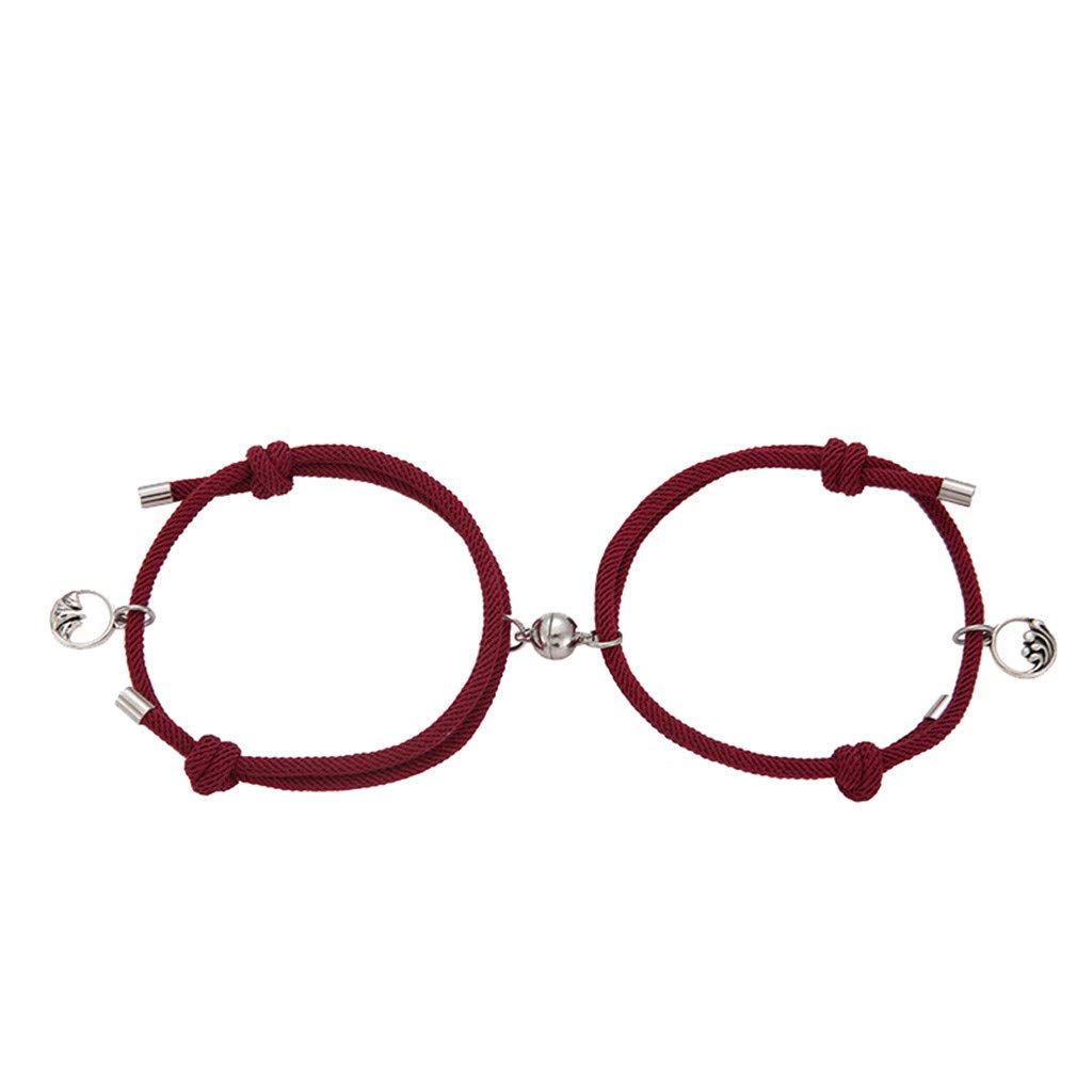 KiKiss Mdv501-9av Magnetic Couple Bracelet Set - Adjustable Love Bracelets for Him & Her, Romantic Gift for Anniversaries, Valentine's Day - Perfect for Date Nights & Long Distance Relationships