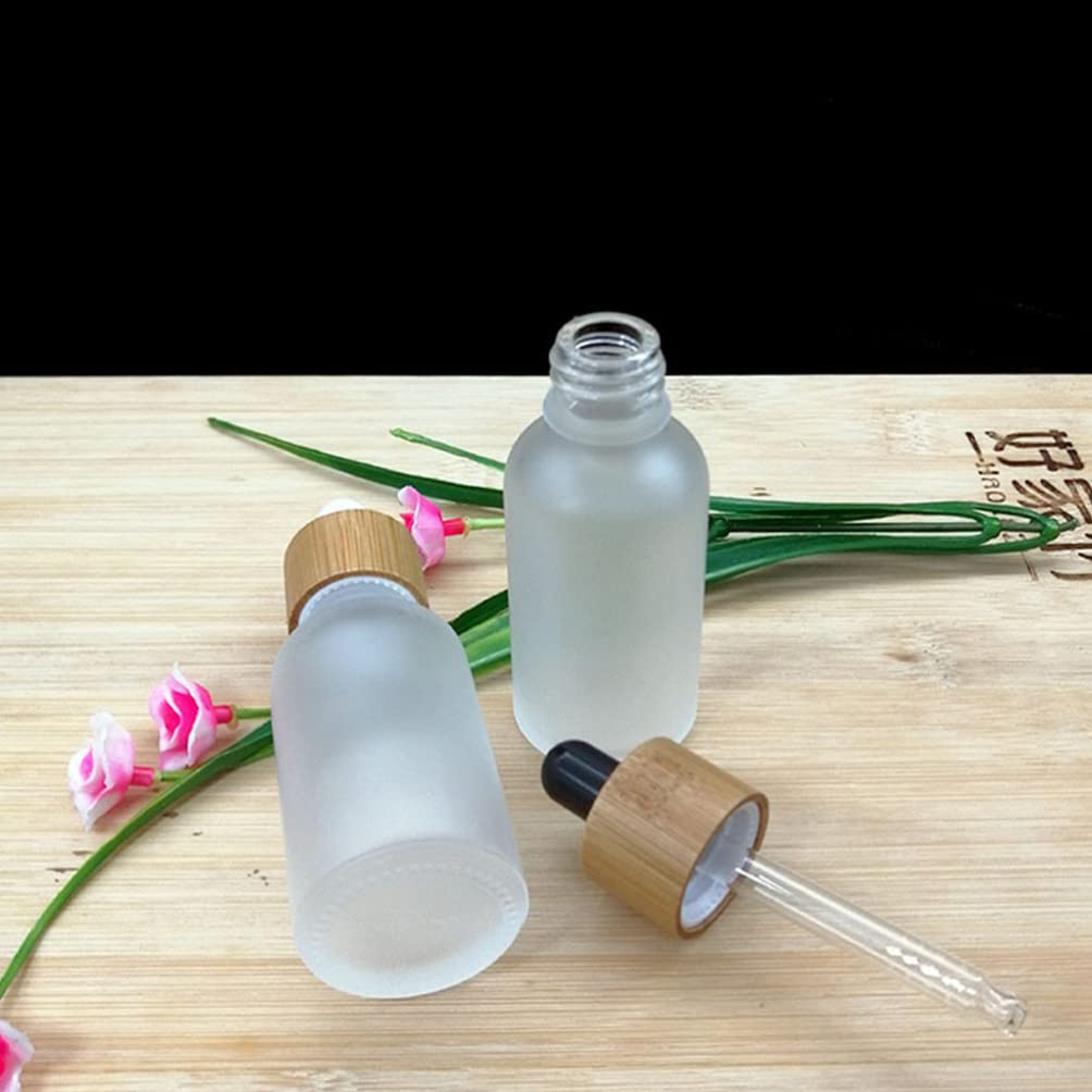 EXCLUZO 5-Pack Glass Dropper Bottles with Bamboo Lids - Leakproof Essential Oil Containers for Travel, DIY Blends & Aromatherapy - Perfect for Essential Oils, Perfumes, Serums & Liquid Storage