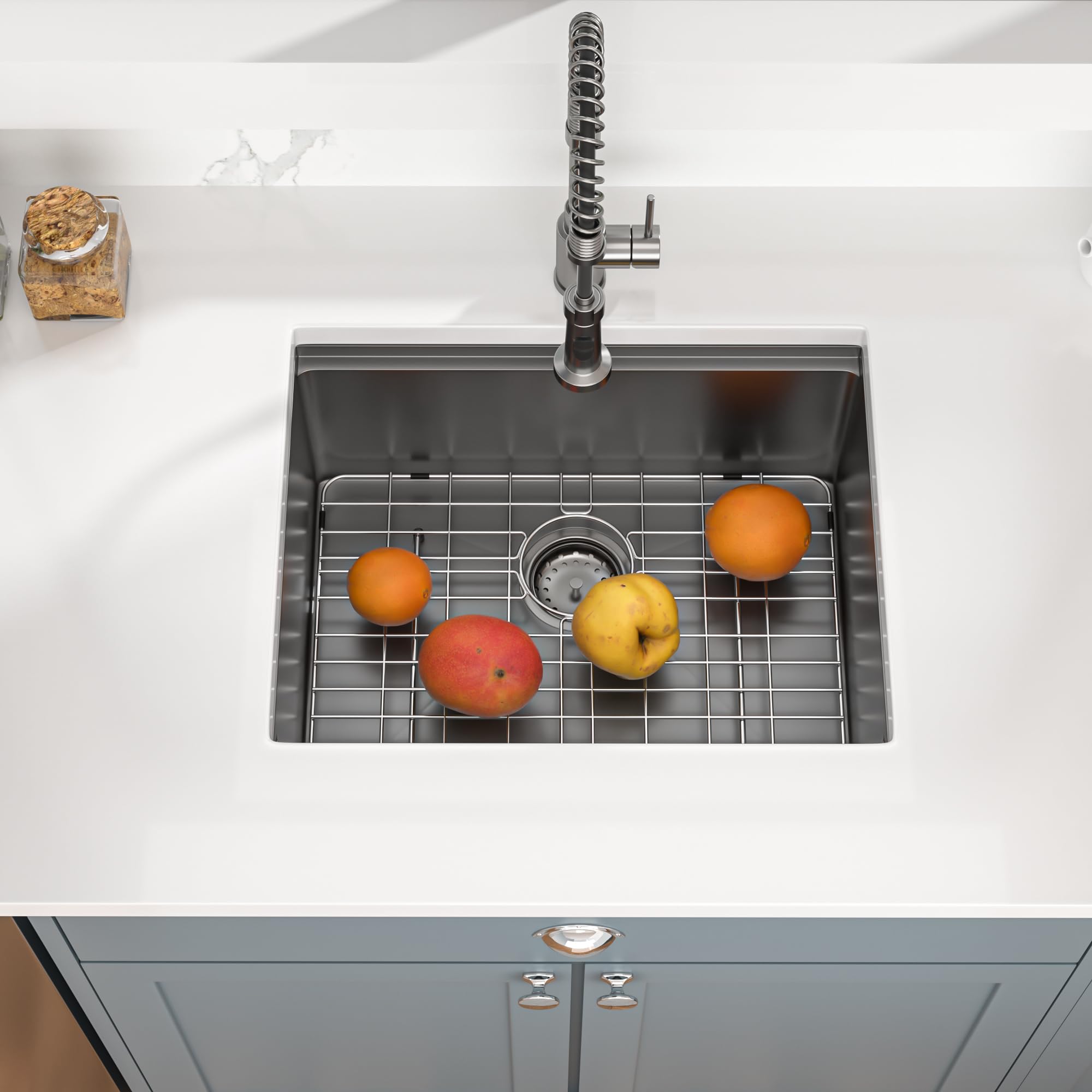 Mocoloo 23x19 Inch Undermount Stainless Steel Single Bowl Kitchen Sink - Black Bar Prep Workstation with Handmade Design for Small Kitchens | Perfect for Food Prep, Dishwashing & Entertaining