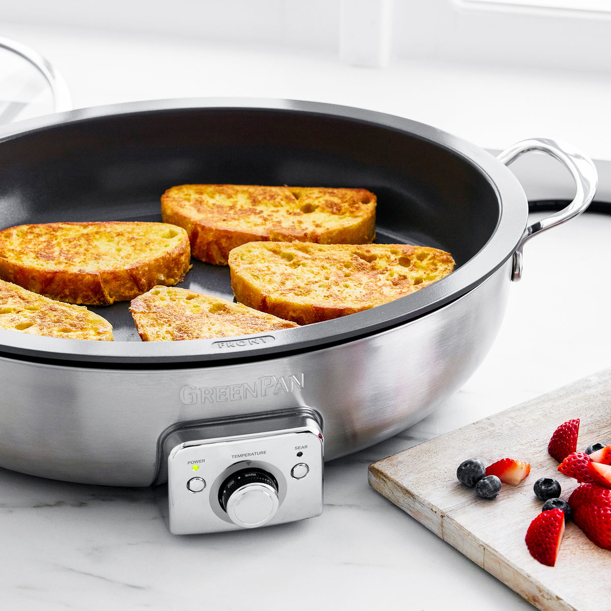 Elite 5.5 Quart Oval Electric Skillet - Premium Stainless Steel Cookware for Frying, Searing & Slow Cooking | Perfect for Home Kitchen, Camping & RV Cooking